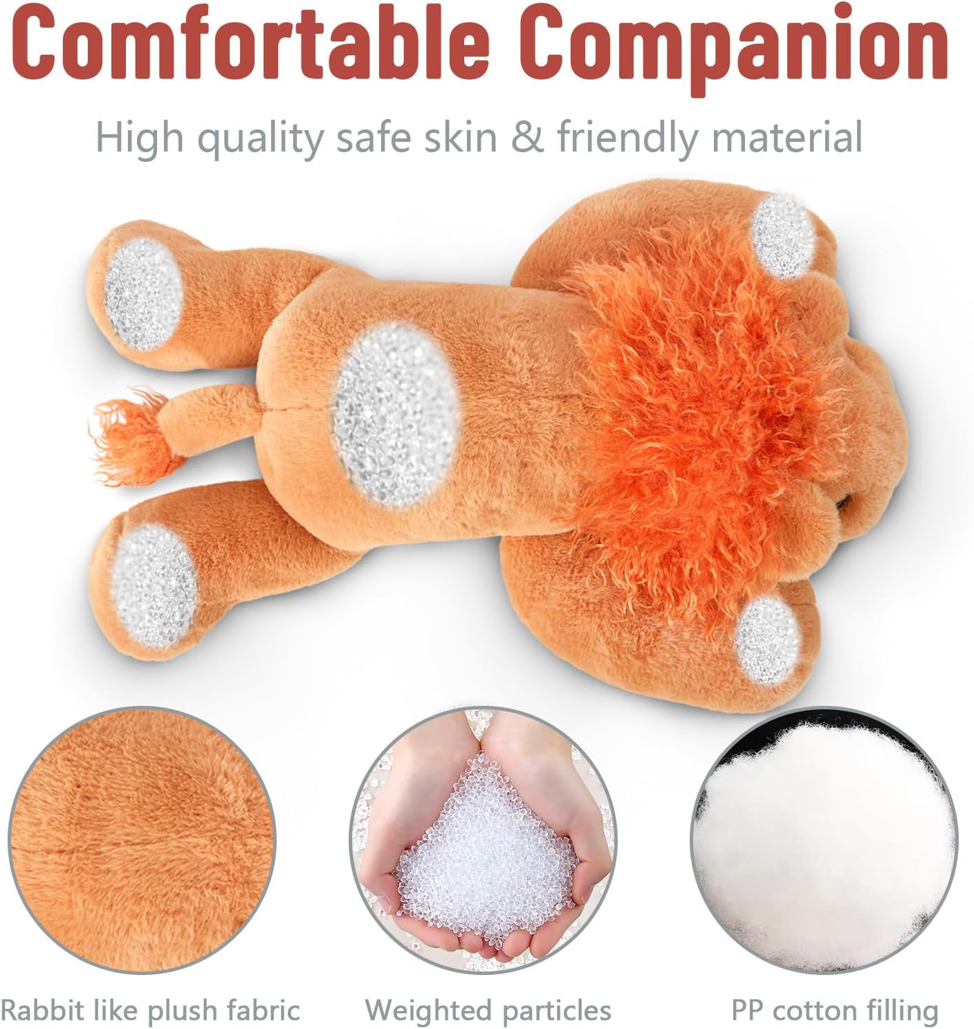 Niuniu Daddy 20" | 3.3 Pound Weighted Lion Stuffed Animals for Adults, Cute Soft Lion Plush Toy for Toddler Teens Kids, Large Lap Animal Body Pillow with for Present Christmas Birthday - Image 5