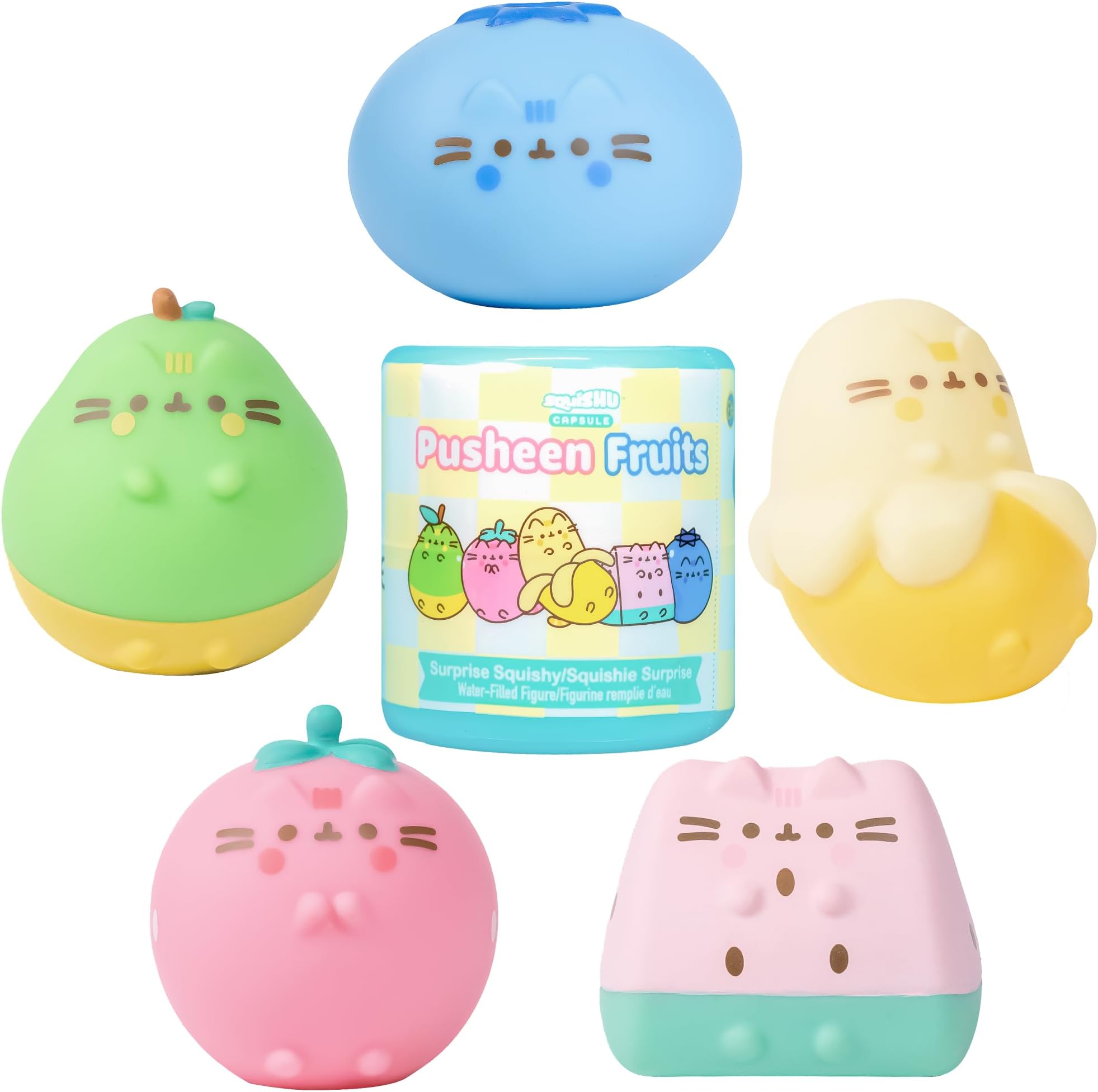 Pusheen The Cat [Surprise Blind Capsule] [Fruits Series] Cute Water Filled Squishy Toy [Birthday Gift Bags, Party Favors, Gift Basket Filler, Stress Relief Toys] (Assorted - 1 Pc.)