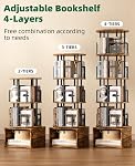 Kalrin 5 Tier 360°Rotating Bookshelf with Extra Storage Cabinet, Brown | 5 Tier 360° Rotating Bookshelf,Extra Storage Cabinet,Floor Standing Bookcase,Narrow Book Shelf for Bedroom Living Room