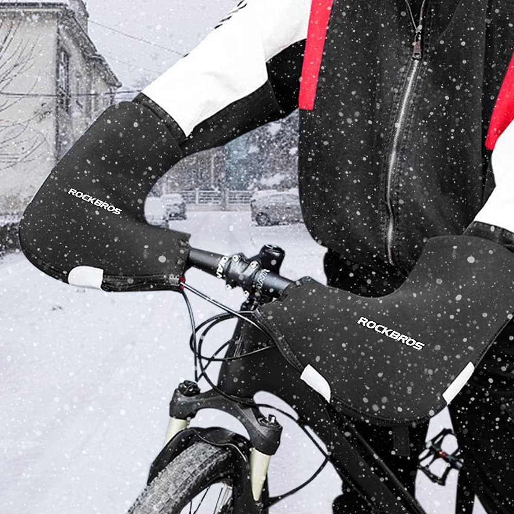 Lixada Winter Bicycle Handlebar Warm Gloves Windproof Bike Mittens Cold Weather Commuting Neoprene Handlebar Mittens Hand Warmers Water Resistant Bar Gloves