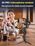 S2 Mic Smartphone Gimbal Stabilizer w/Wireless Lavalier Microphone, Built-in 18cm Extension Rod & Fill Light, Professional 3-Axis Gimbal for iPhone & Android for Video Recording