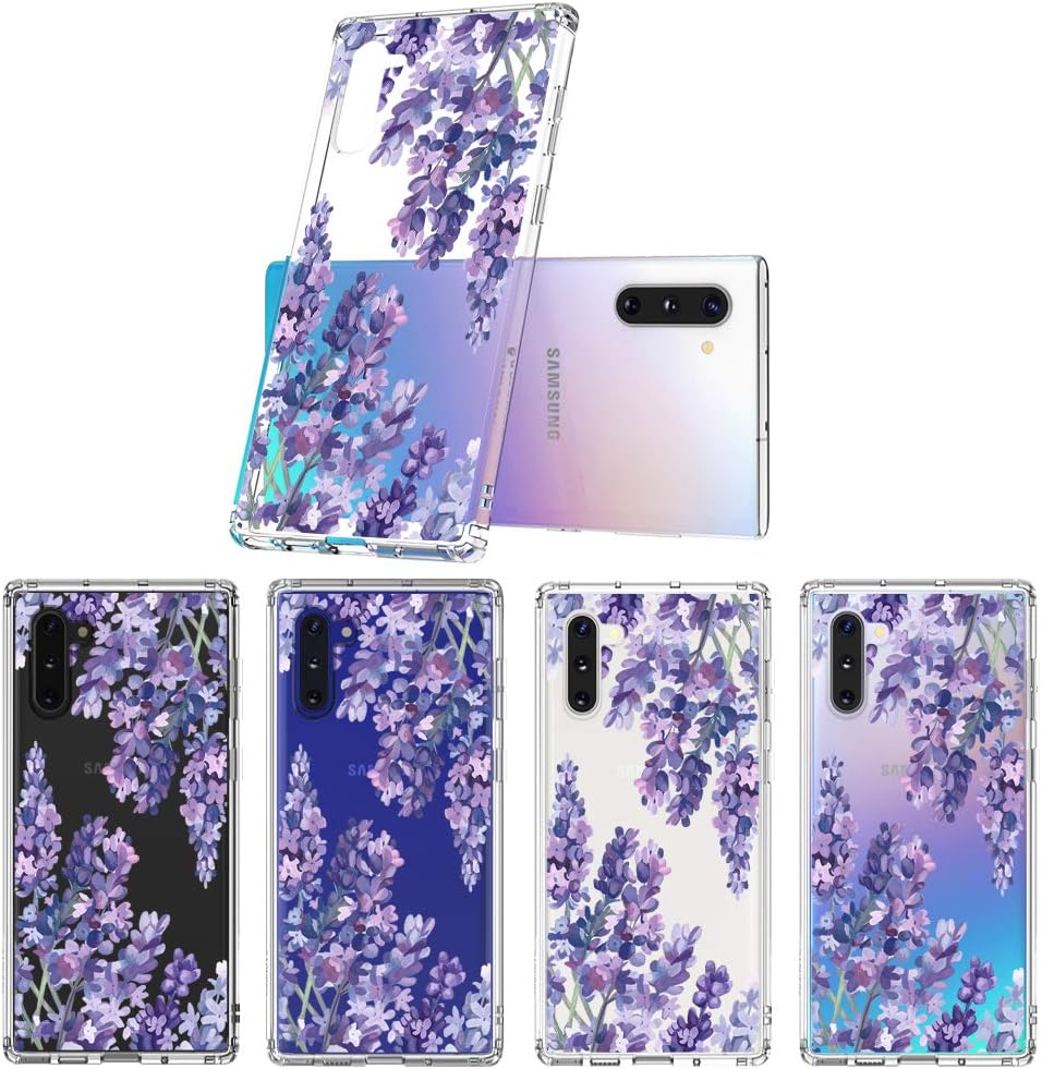Case for Galaxy Note 10,MOSNOVO Shockproof TPU Bumper Slim Clear Case with Floral Design for Samsung Galaxy Note 10 Phone Case Cover - Lavender