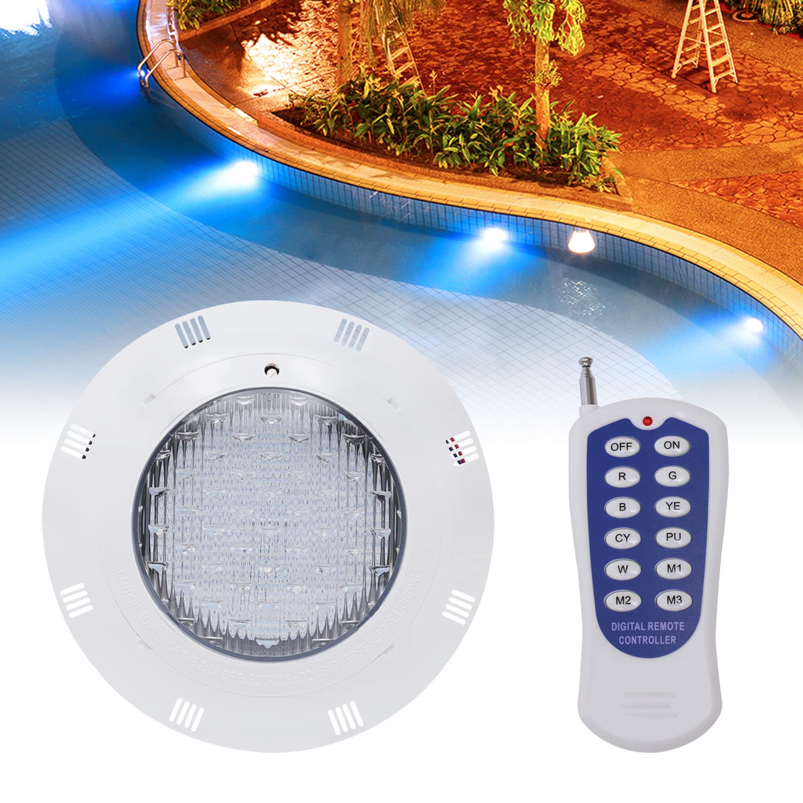 AC 12V 54W LED Pool Lighter, Multi Multicolor LED Estanque Iluminación con Mando a Distancia IP68 Impermeable Foco Submarino para Piscinas, Acuarios