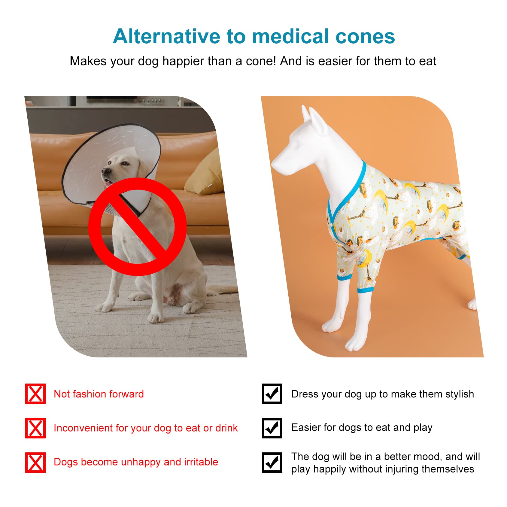 LovinPet Genesungsanzug Für Große Hunde – Weicher Einteiler Nach OP, Alternative Zum Halskragen, Größe XL