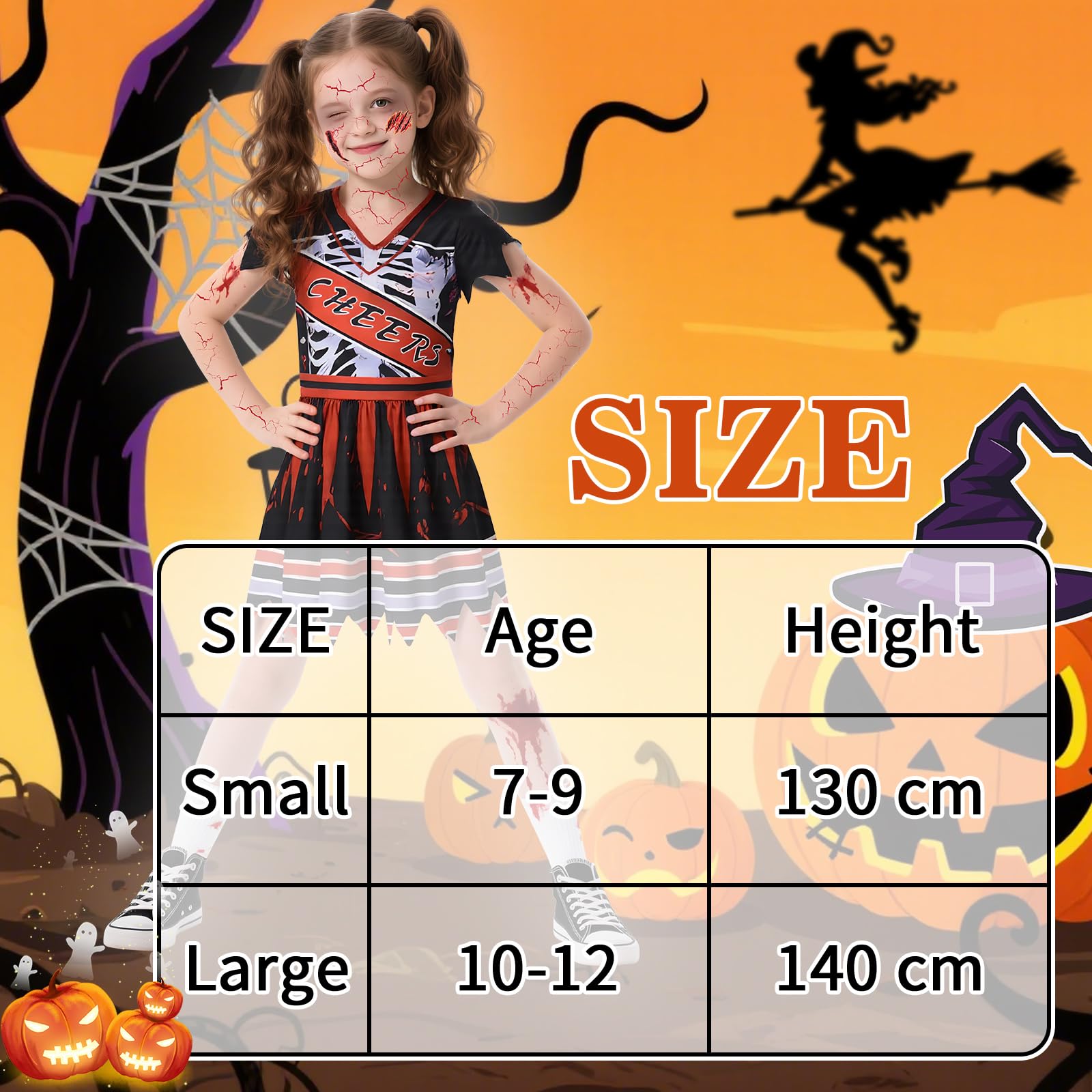 Children's Cheerleading Costume, Children's Halloween Costume, Girls' Halloween Cheerleading Costumes, Including Stockings - Image 2