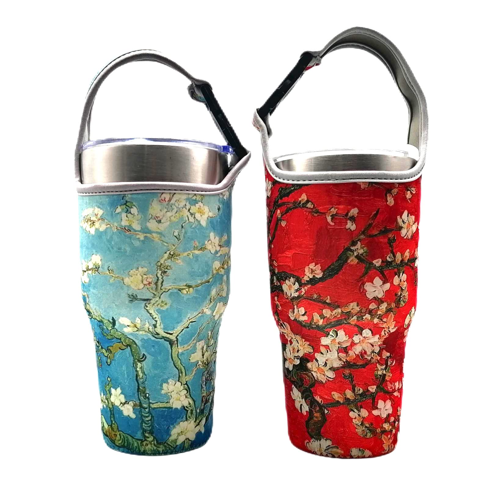 ZHU IN SY 2 Pack Tumbler Carrier Holder Pouch for All 30oz Stainless Steel Travel Insulated Coffee Mug, Neoprene Sleeve with Carrying Handle, Portable, Protective, Reusable (C)