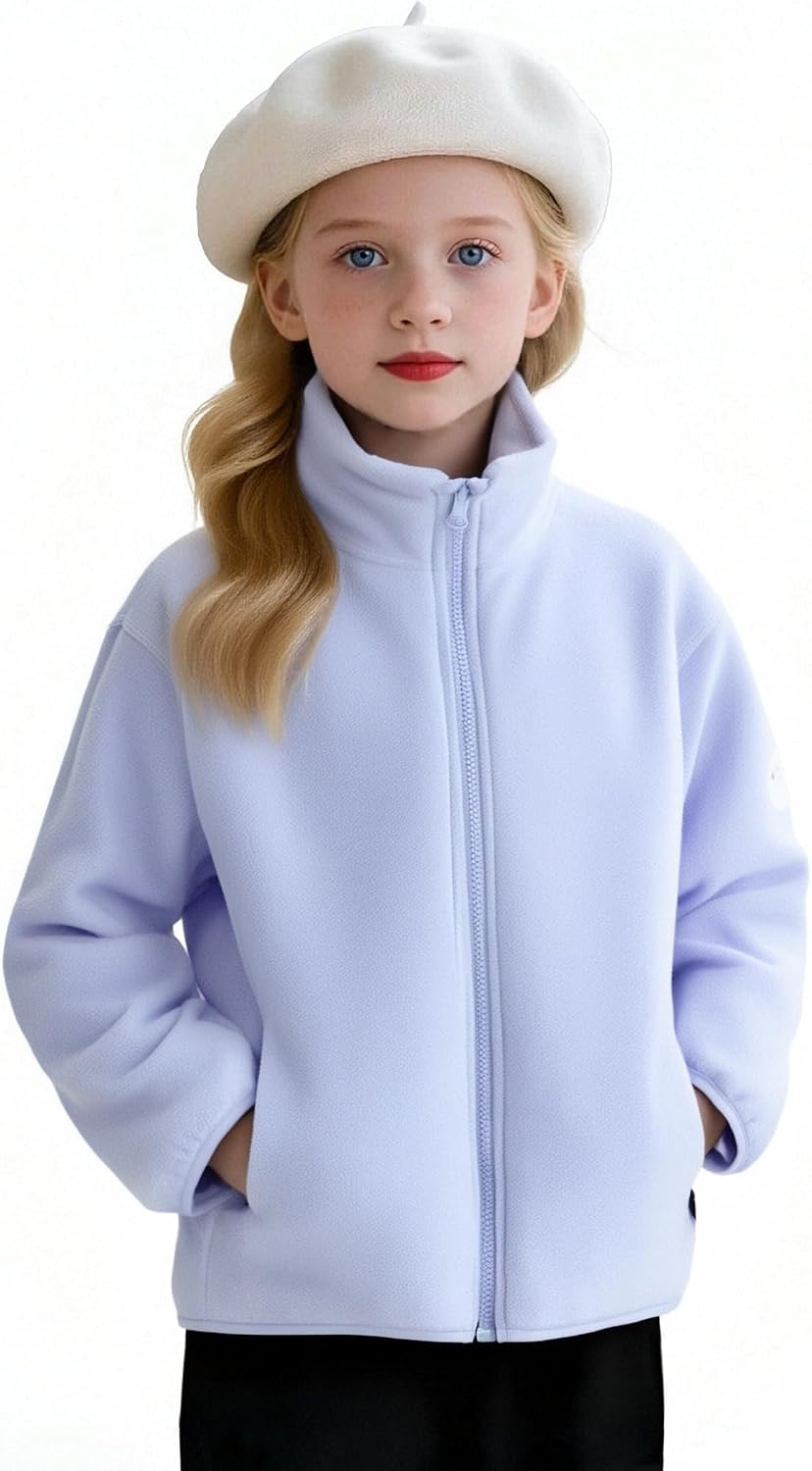Balabala Girls Spring Coat Toddler Fleece Jacket Boys Girls Long Sleeve Full Zip Coat Comfy Casual Jacket with Pockets