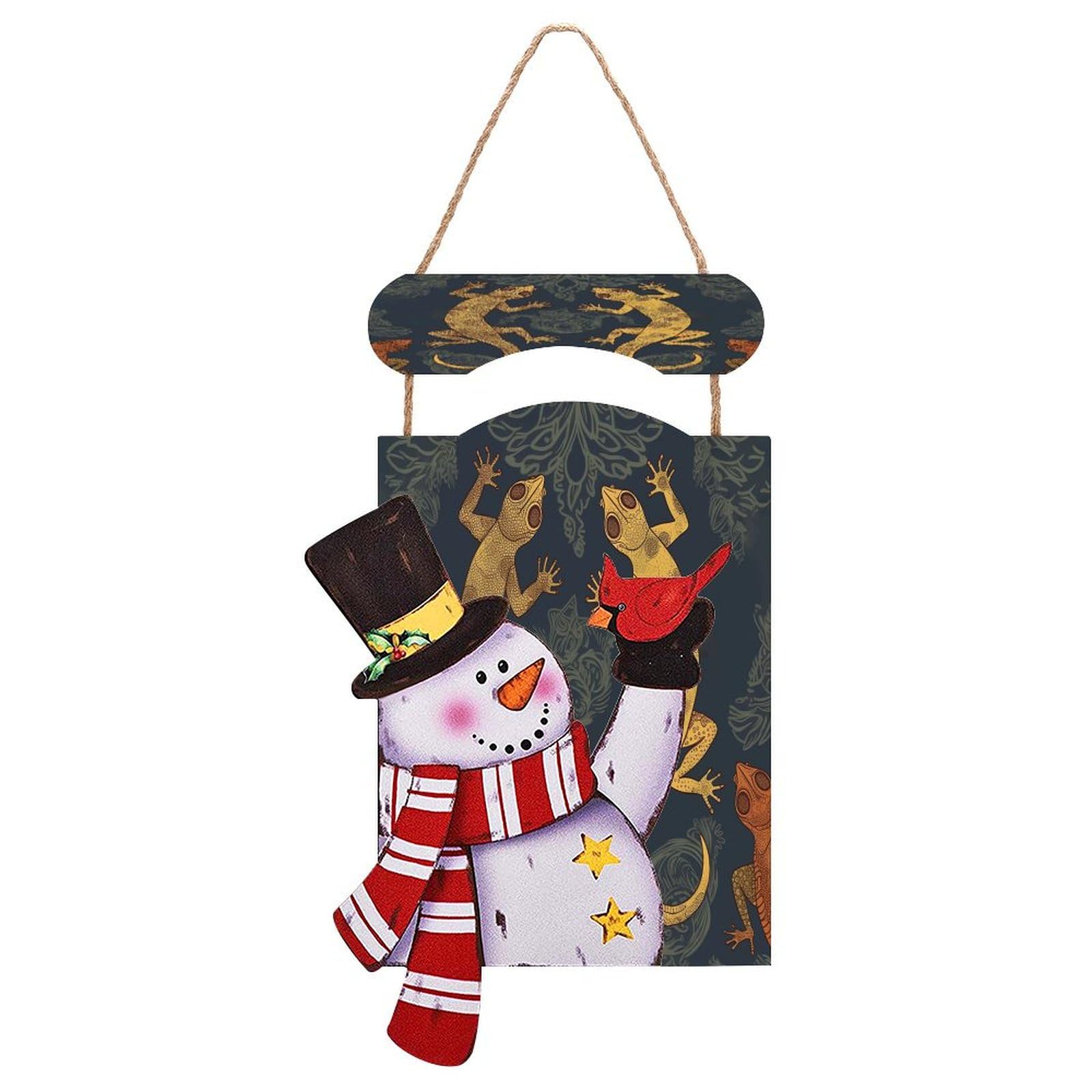 Peinture bonhomme de neige Noël déco murale bois esprit de fête