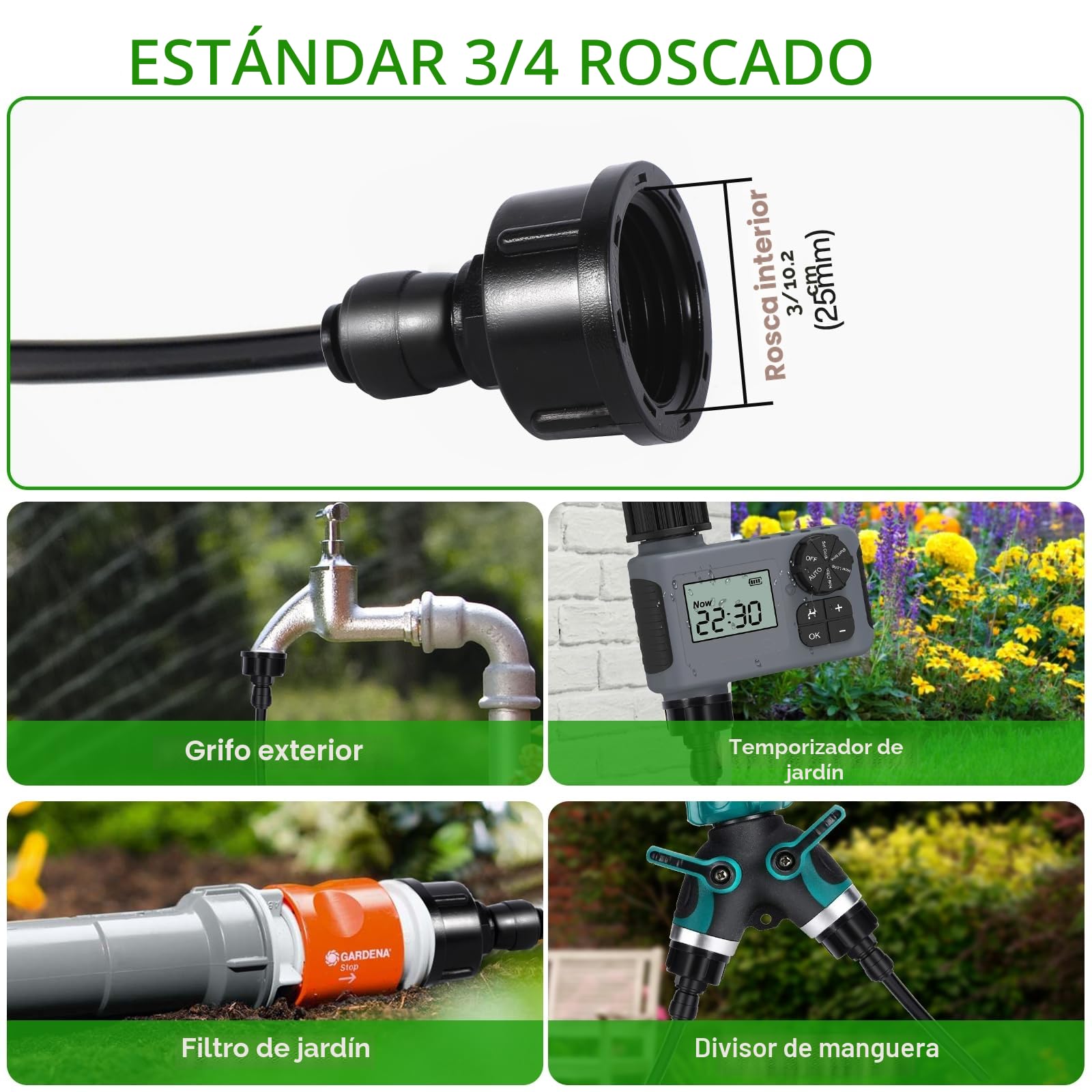 Purpledi 15M Kit Nebulizador Jardín, Sistema de enfriamiento por nebulización, Nebulizador Terraza Exterior con 16 Boquillas de Latón Ajustables para Eventos al Aire Libre，Jardines，Sombrillas y Techos