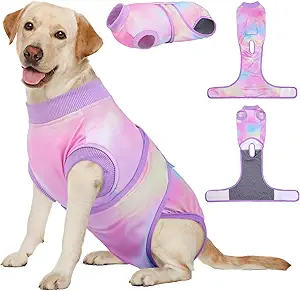 Kuoser Recovery Suit for Dogs, Adjustable Female Spay Dog Surgery Suit, Pet Surgical Shirt Male Neuter Anti Licking Abdominal Wounds Puppy Onesie Bodysuit, Alternative to Doggie Cone After Surgery