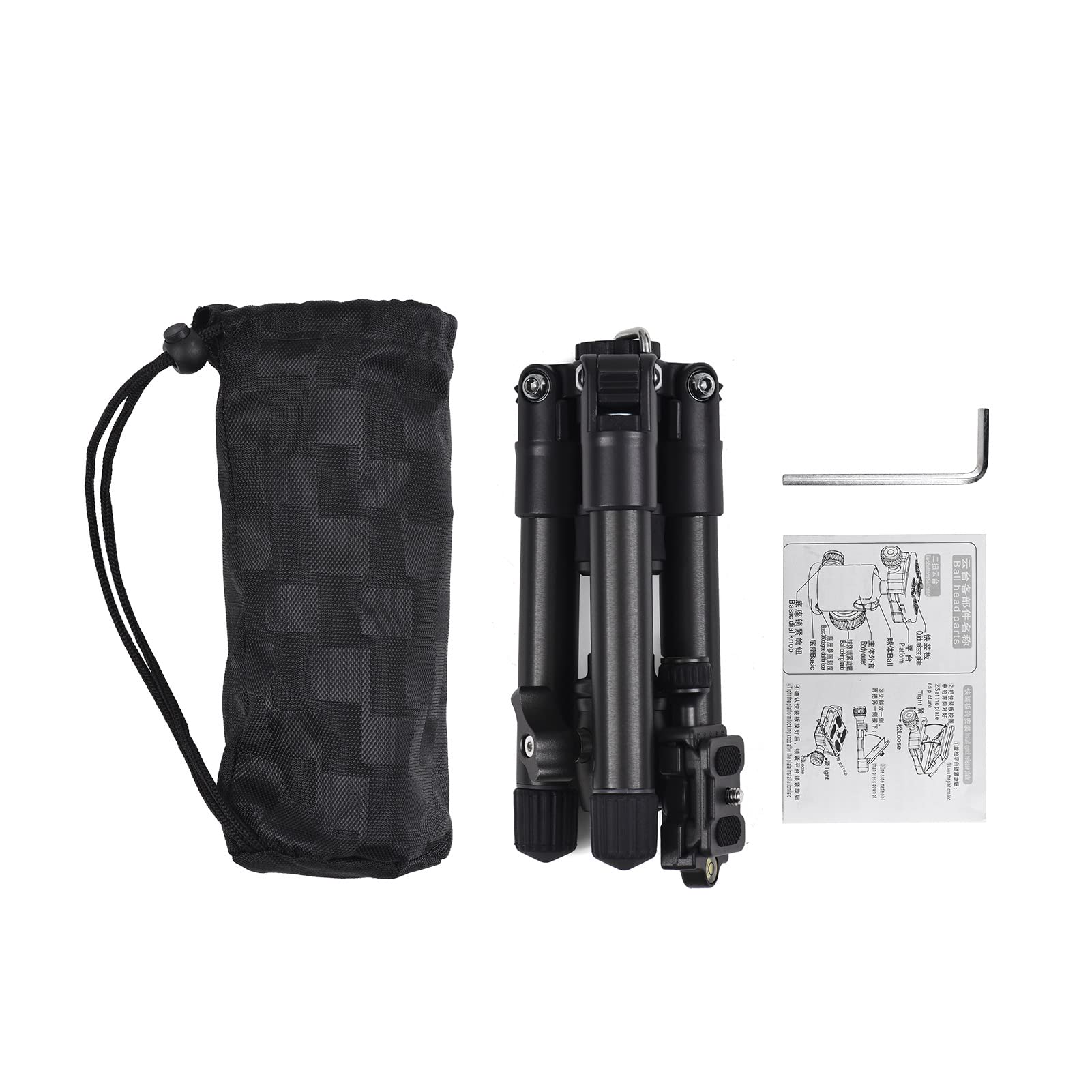 Treppiede da Tavolo Portatile in Lega di Alluminio Altezza 66 Cm Max.Carico 5 Kg con Testa a Sfera a 360° per Smartphone con Fotocamera DSLR 【Leggero e Facile da trasportare】