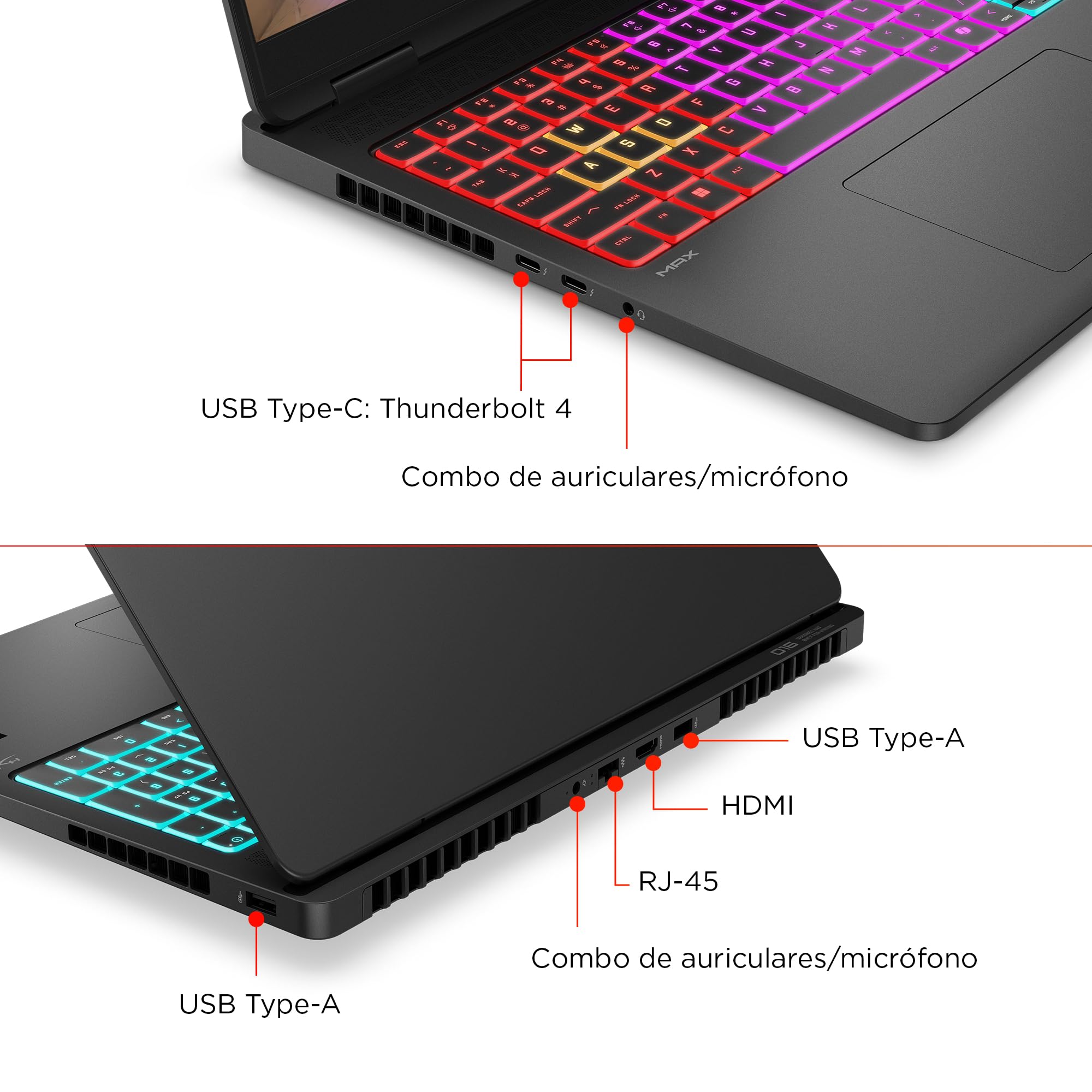 HP OMEN MAX - Ordenador Portátil Gaming de 16" OLED 240Hz (Ultra 7-255HX, 32GB RAM, 1 TB, NVIDIA GeForce RTX 5070 8GB, FreeDos) Negro - Teclado QWERTY Español