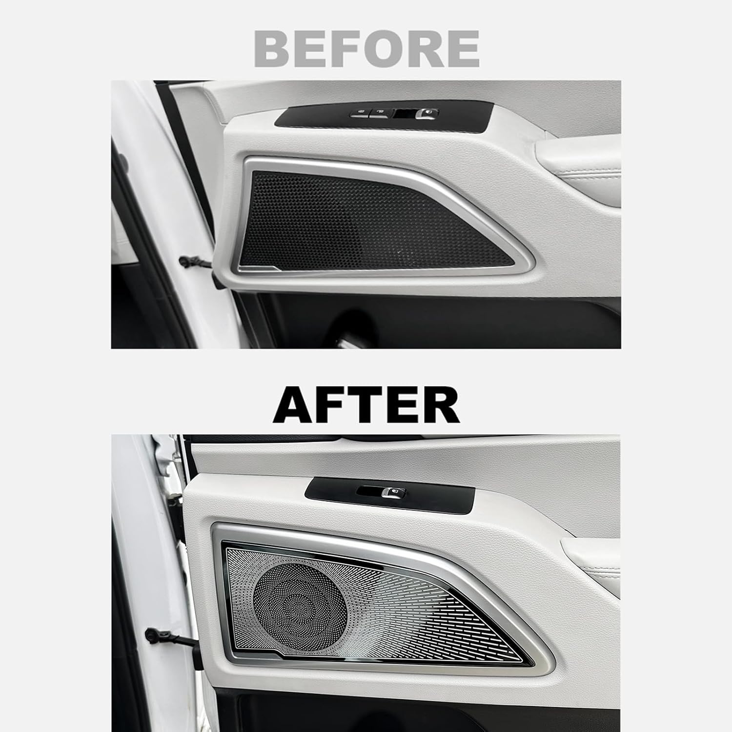 4PCS Interior Door Speaker Trim Covers Chrome Stainless Steel Style Car Interior Door Speaker Cover, Compatible with Kia Telluride 2020-2024 Accessories (Black)