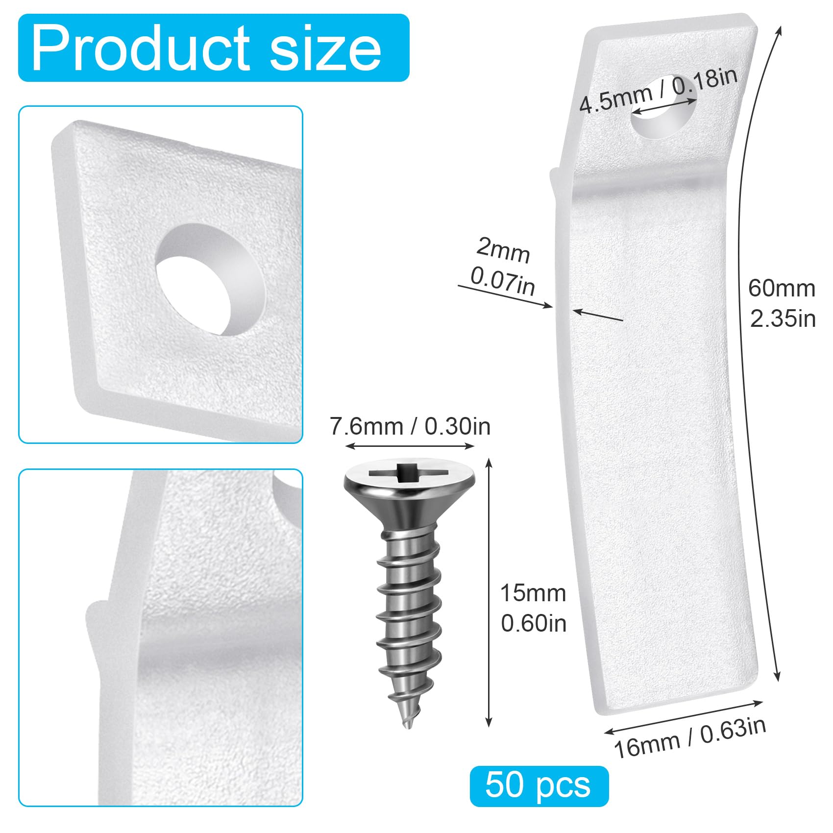 Isslly 50 Sets Clear Plastic Drawer Stops, Non-Slip PVC Drawer Stoppers with Stainless Steel Screws for Dresser, Furniture, Chest, Drawer