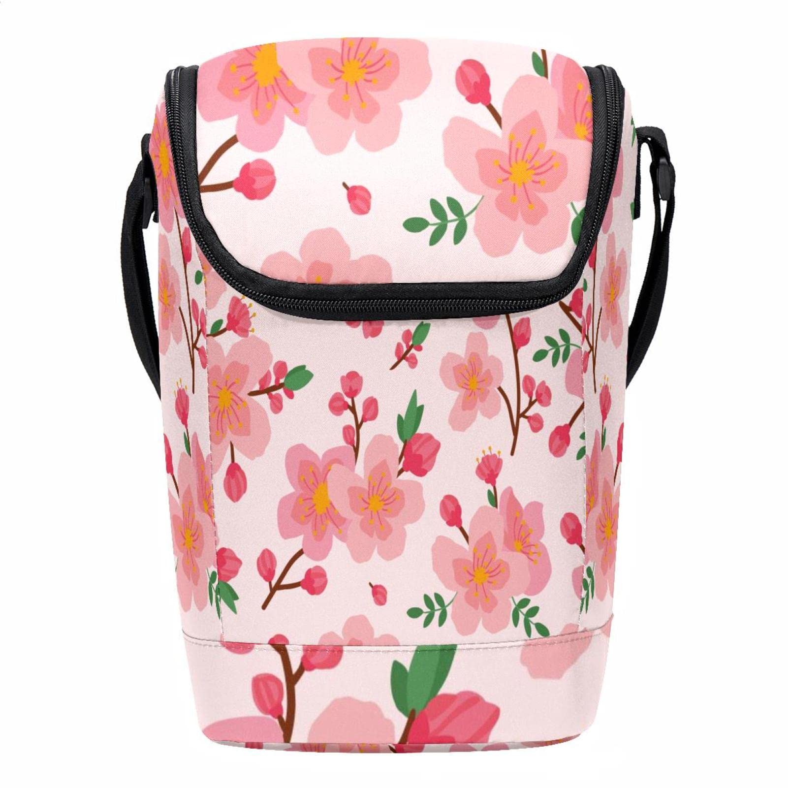 Lonchera de flores de ciruelo rosa ligera para mujer y hombres