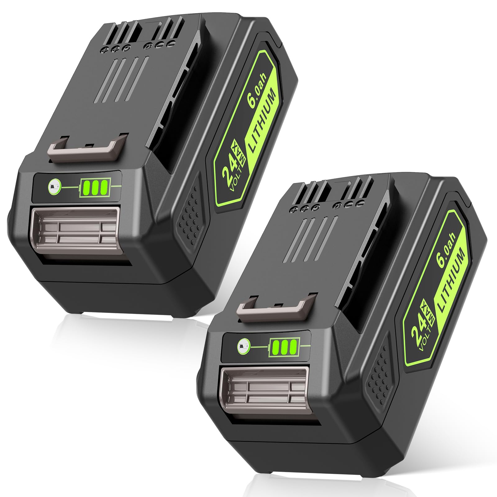 ARyee 24V 6.0Ah Replacement for Greenworks 24v Battery Compatible with Greenworks 24Volt 29842 29852 BAG709 Lithium ion Lawn Mower Weed Blower Battery, 2Packs
