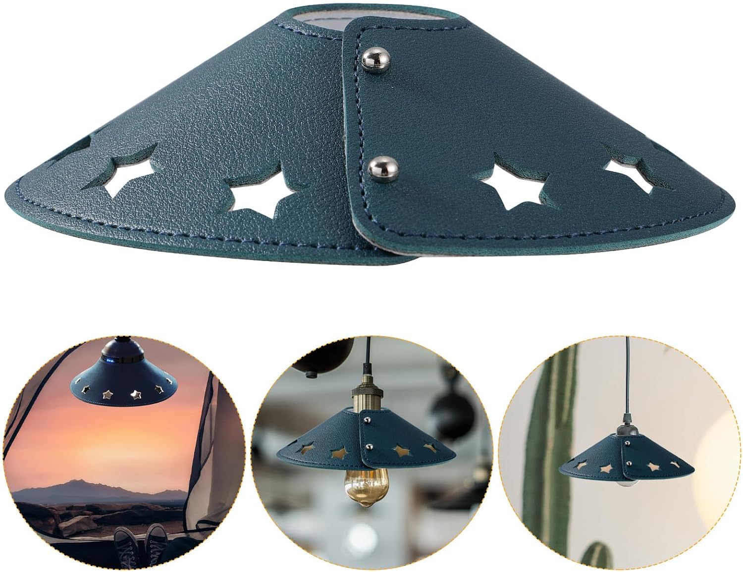 Leather Lamp Shade Cover for Wall and Floor Lamps Blue image 4