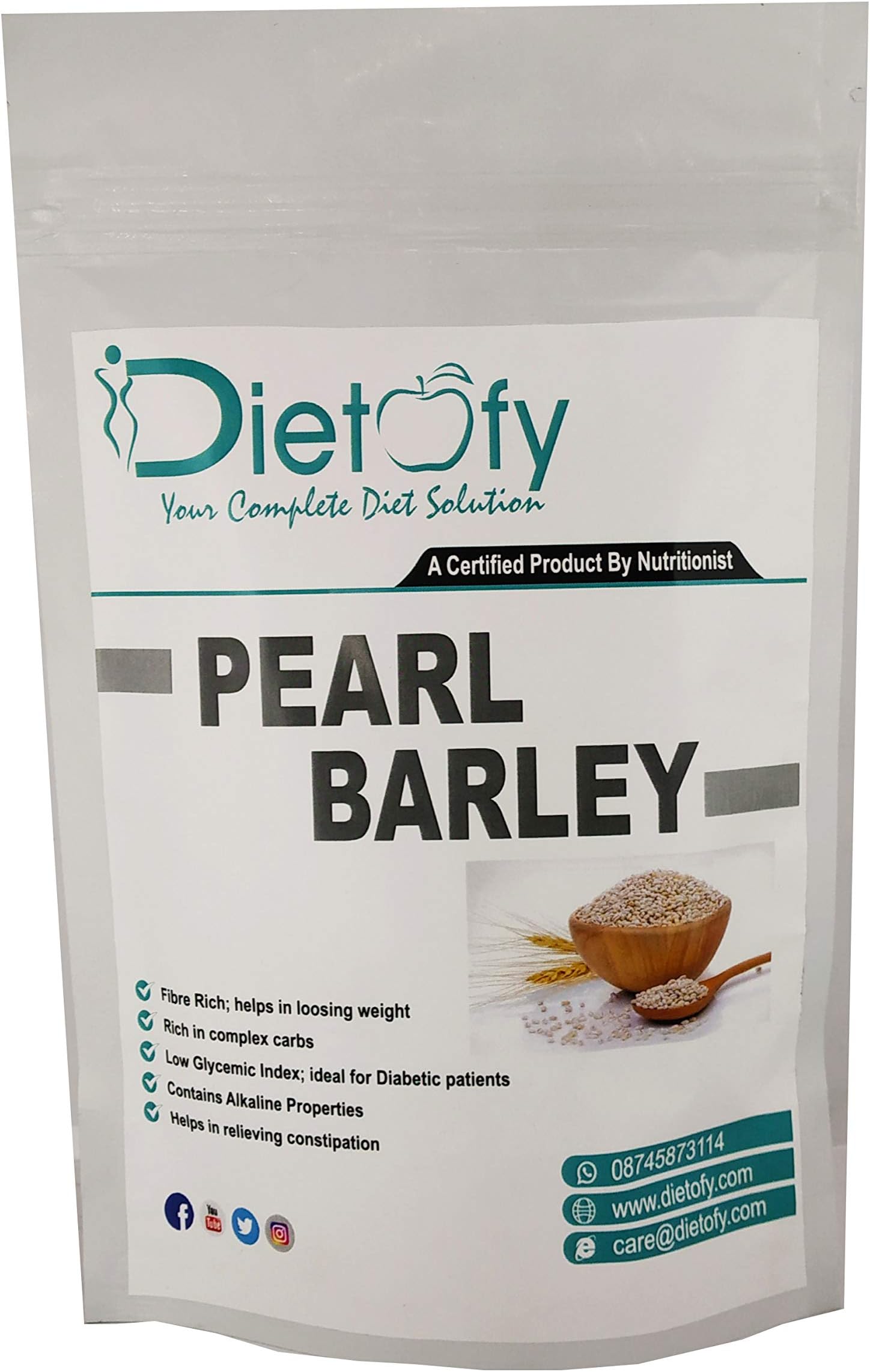 Dietofy Pearl Barley (Jau), 900gm [All Natural & Fiber-Rich]