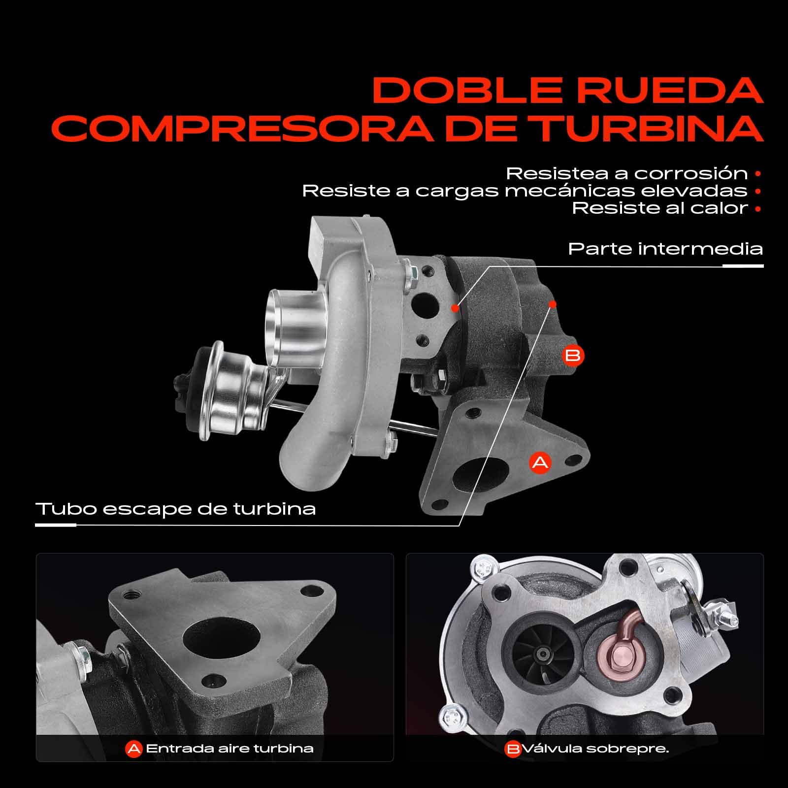 Frankberg Turbocompresor 7701473122 | Compatible con: Caja Kubistar X76, M.e.g.a.n.e II Furgoneta/Combi KM, K.a.n.g.o.o KC0/1, Logan I LS