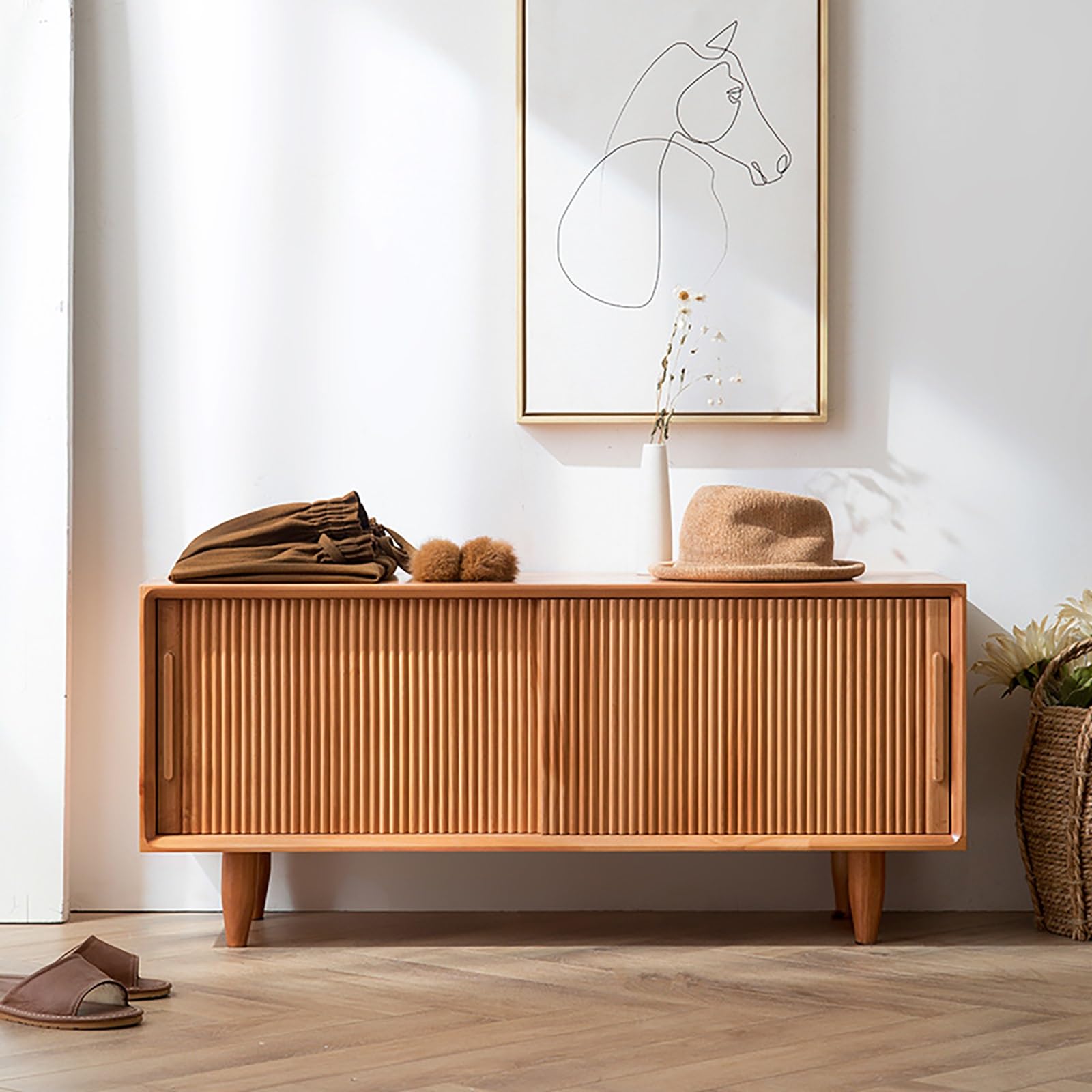 Panca Scarpiera con Contenitore, Sgabello Portaoggetti In Legno, panca scarpiera da ingresso, per Ingresso, Corridoio, 100x35x45cm(Cherry,39.3"(100cm))