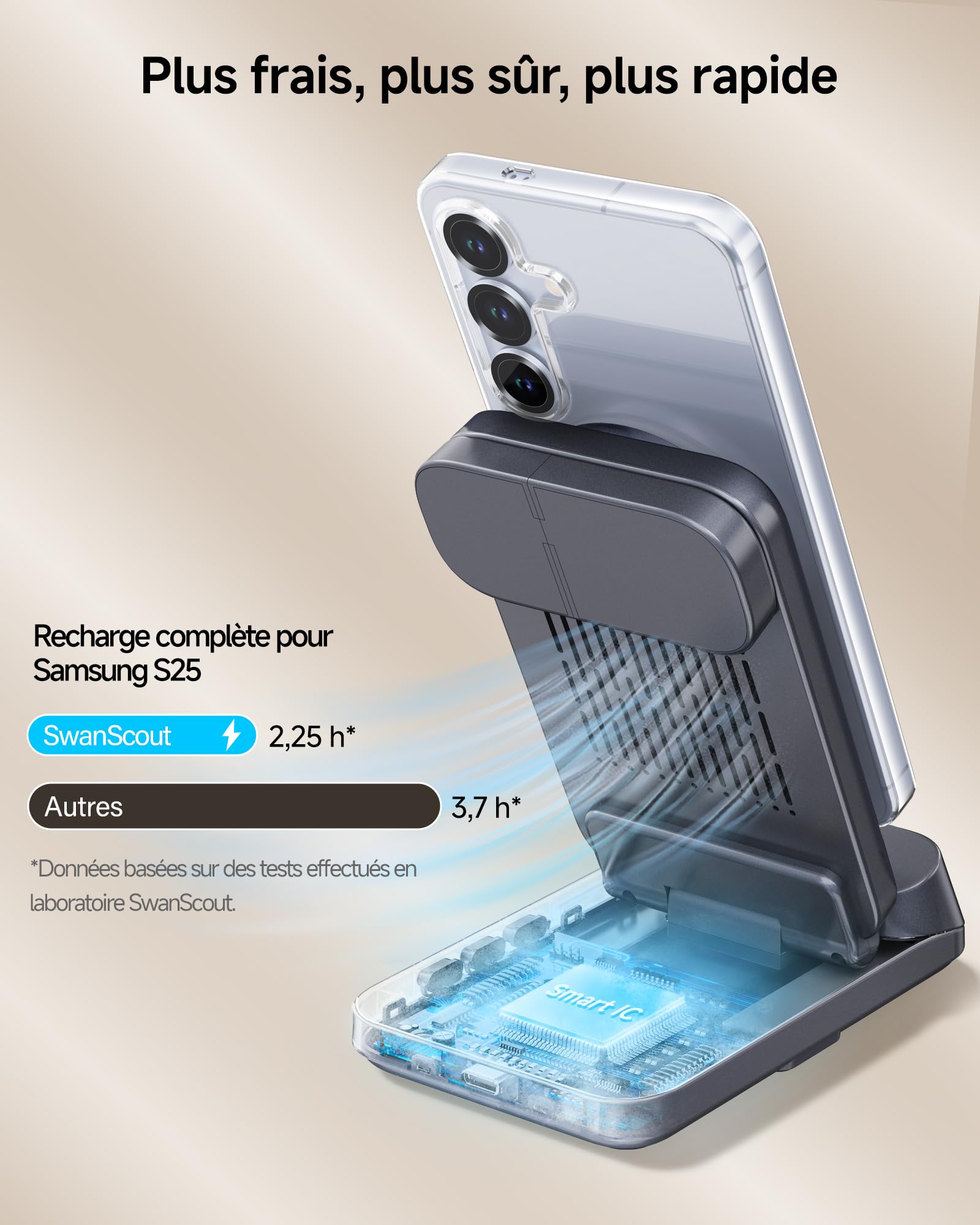 Magnétique Chargeur sans Fil pour Samsung Z Fold 8/Flip 8//S26/Watch 8 | 3 en 1 Station de Charge avec Horloge, Charge Magnétique, Design Pliable et Pratique, Uniquement pour Samsung Galaxy Watch