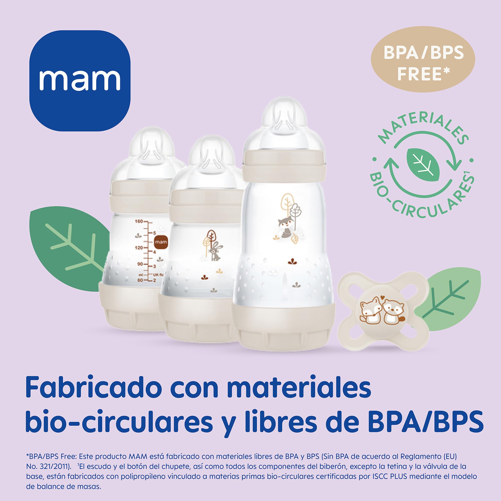 MAM Set de Recién Nacido, Set Regalo, Incluye: 2 Biberones Anticólico de 160ml, 1 Biberón Anticólico de 260ml, 1 Chupete Original Start, 1 Broche para Chupetes, a partir de 0 meses, Neutro