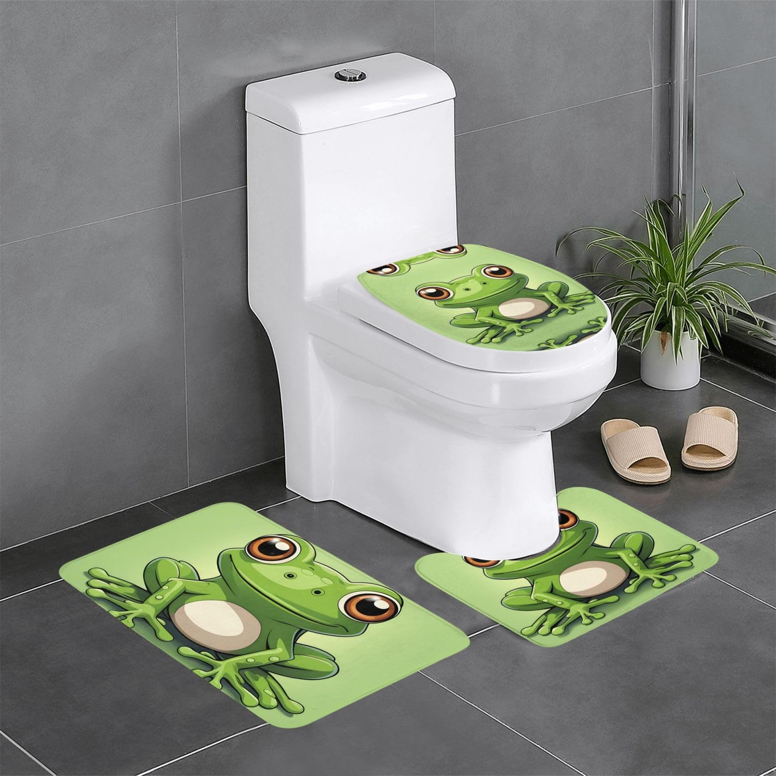 Tapis de salle de bain grenouille lot de 3 finis les pieds froids sur le carrelage des WC