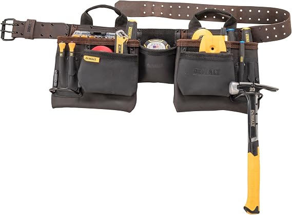 DEWALT Leather Tool Belt, Durable, 11 Pocket Professional Belt (DWST550112) (Pack of 3)