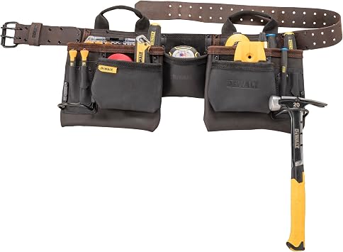 DEWALT Leather Tool Belt, Durable, 11 Pocket Professional Belt (DWST550112) (Pack of 3)