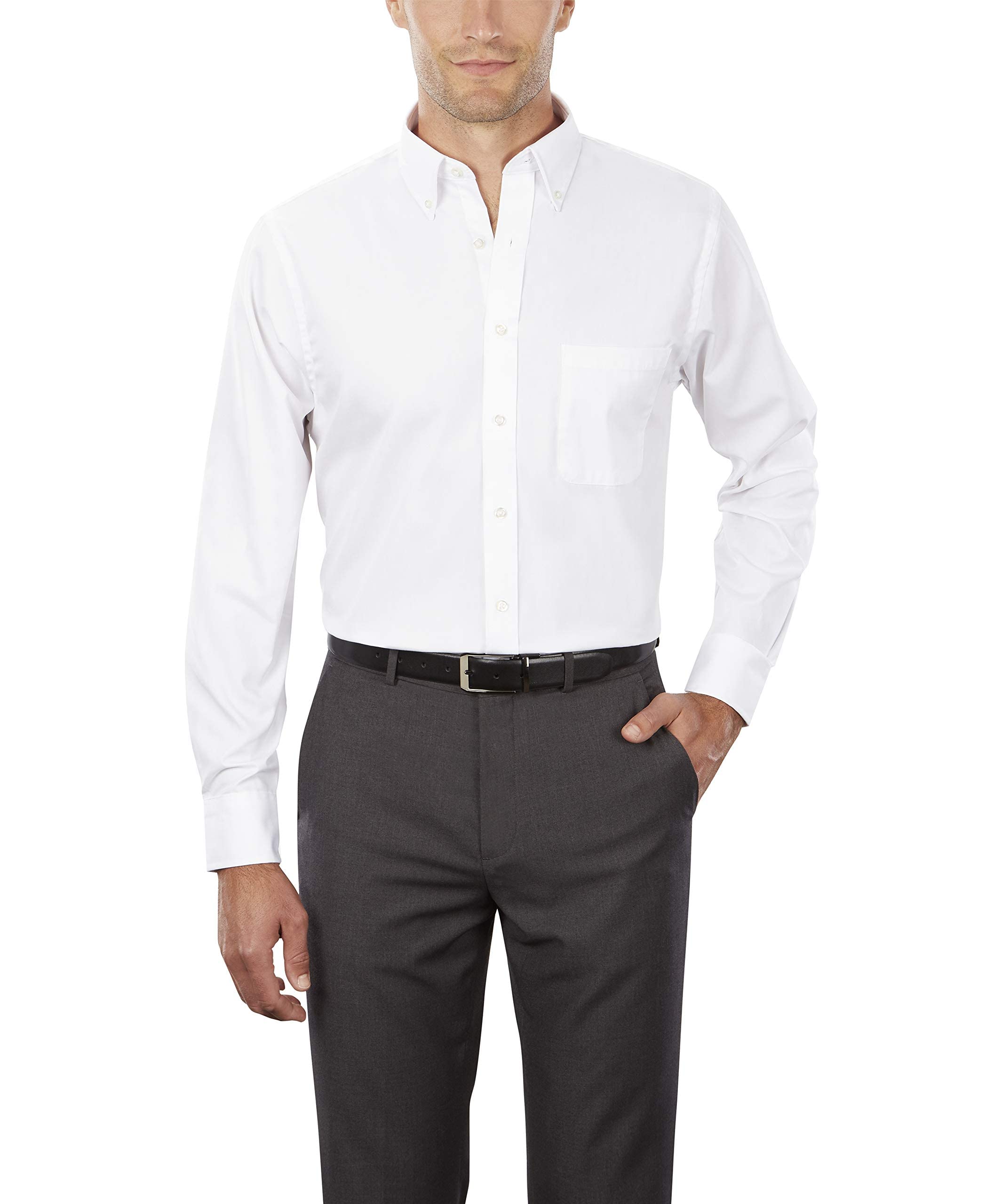 Van HeusenMen's Dress Shirt Regular Fit Pinpoint Solid