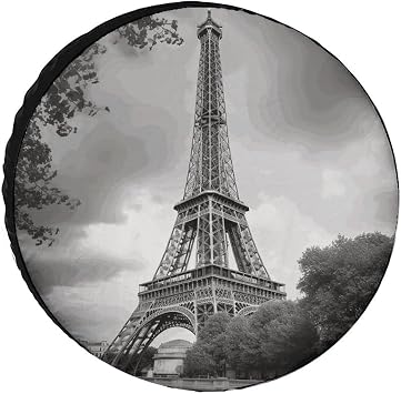 Tower Paris Tire Cover Universal, Heavy Duty Oxford Fabric Spare Tire Cover, Waterproof Wheel Protector for SUV, Truck, RV, Camper, Dust/Snow/Sun Protection, 28inch