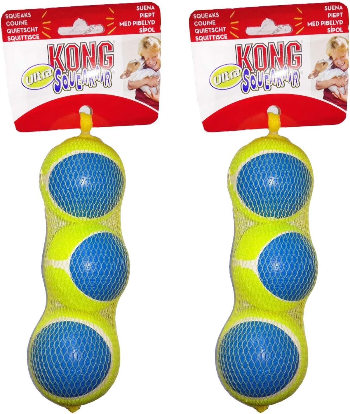 KONG Ultra Strong Squeaky Air Kong Ball for Dogs (2 Packs of 3