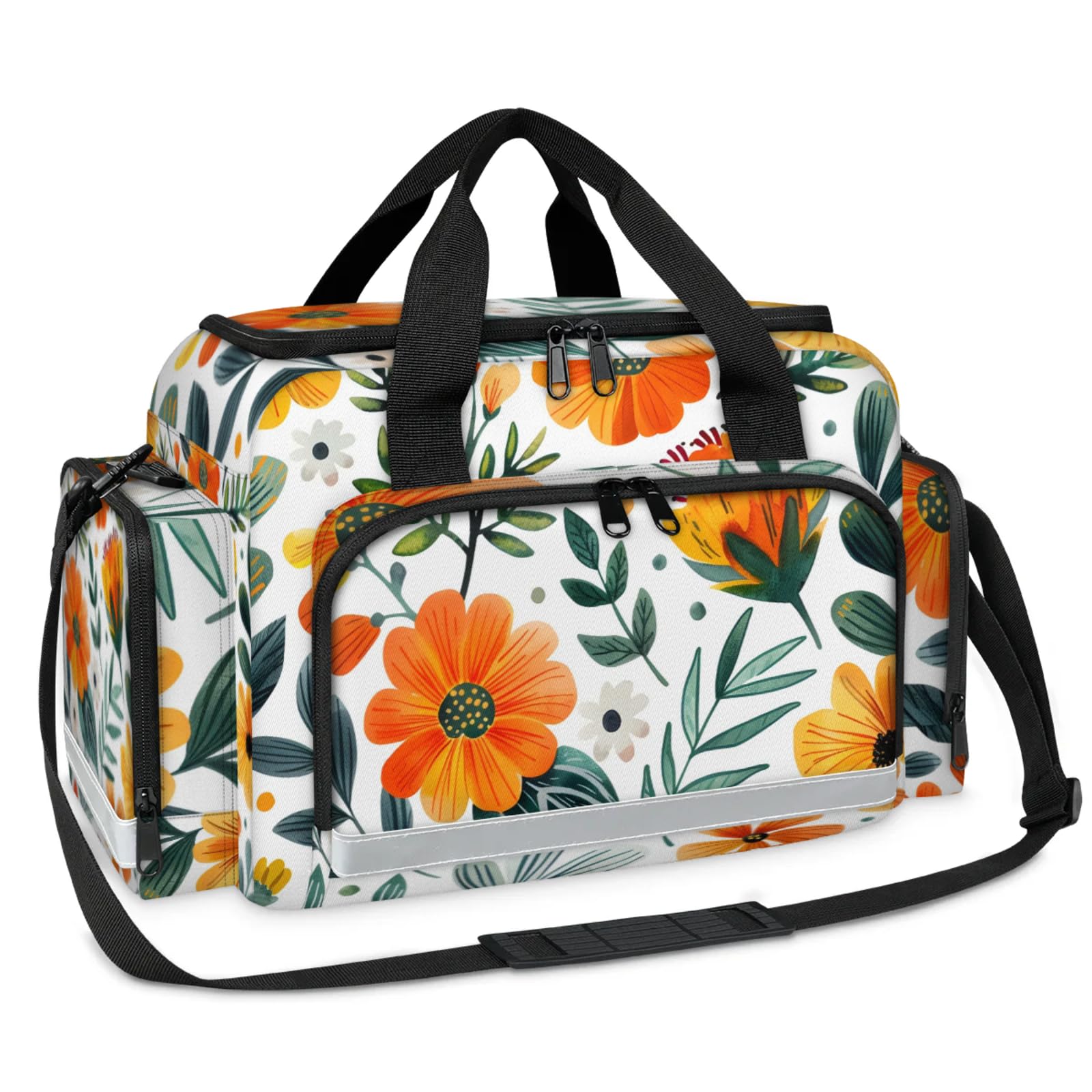 GzLeyigou First Aid Bags Empty, Glitter Flower Emergency Bag First Aid Kit Multiple Compartment Kit Carrier On Call Trauma Bag For Paramedics Emergency Medical Supplies Kit