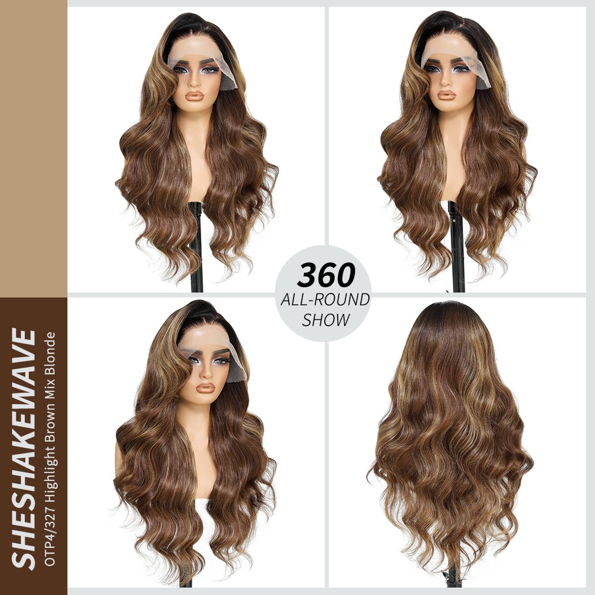 Synthetic Lace Front Wig 13x6 HD Lace Wig Highlight Brown Mix Blonde Body Wave 100% Futura Premium Wigs For Women 28 Inch Pre Plucked Ready Wear Wig Friendly Daily Party Use