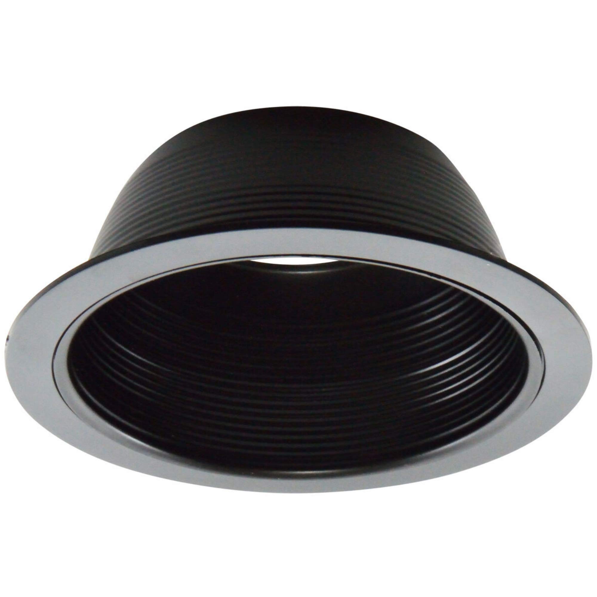 6" Inch Black Stepped Baffle Trim with 7.25 Inch Goof Plastic Ring, Use with PAR 30 PAR 38 R30 R40 BR30 BR40 Bulbs, Replace Halo and Juno Light Covers