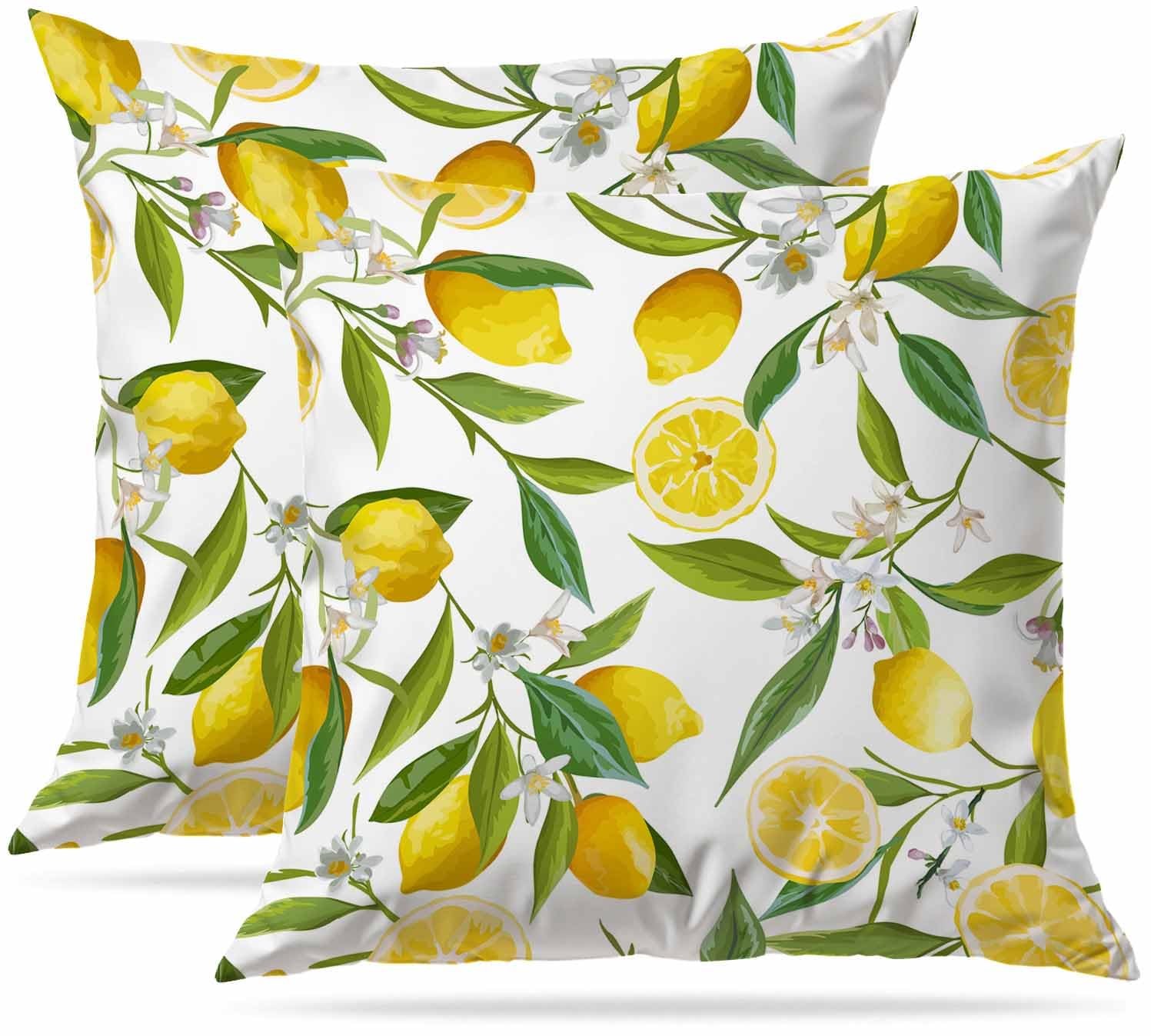 Zovinex Lemon Cushion Covers Set Of 2 Pack 40 X 40 Cm Soft Short Plush Decorative Throw Pillow Cases Cute Pillow Cover For Sofa Bed Garden Outdoor Decor With Invisible Zipper Pillow Covers