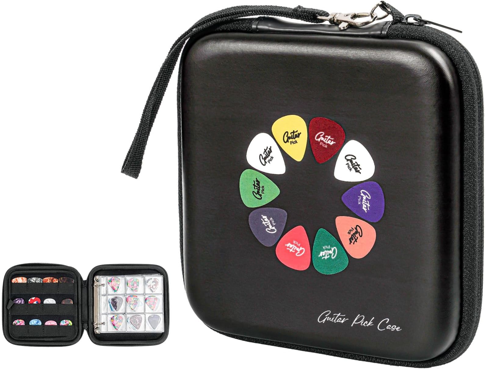 ProCase Guitar Pick Case, Pick Holder Stores 84 pcs Guitar Picks Collection Pick Storage Album Book Pick Display Water-Resistant, Durable EVA Material Bag for Guitar Player -Black