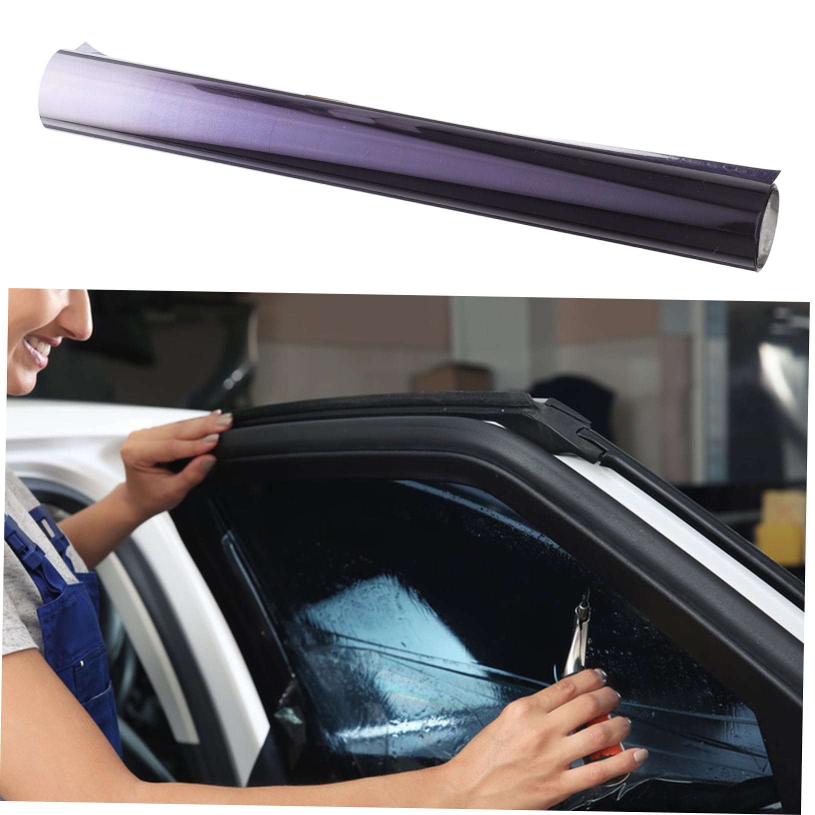 Film Solaire Isolant Thermique Autocollant pour Pare-Brise Voiture, Lot, Film Teinté Noir, Protection Anti-Chaleur, Usage Automobile, Été, Protection UV, Conduite