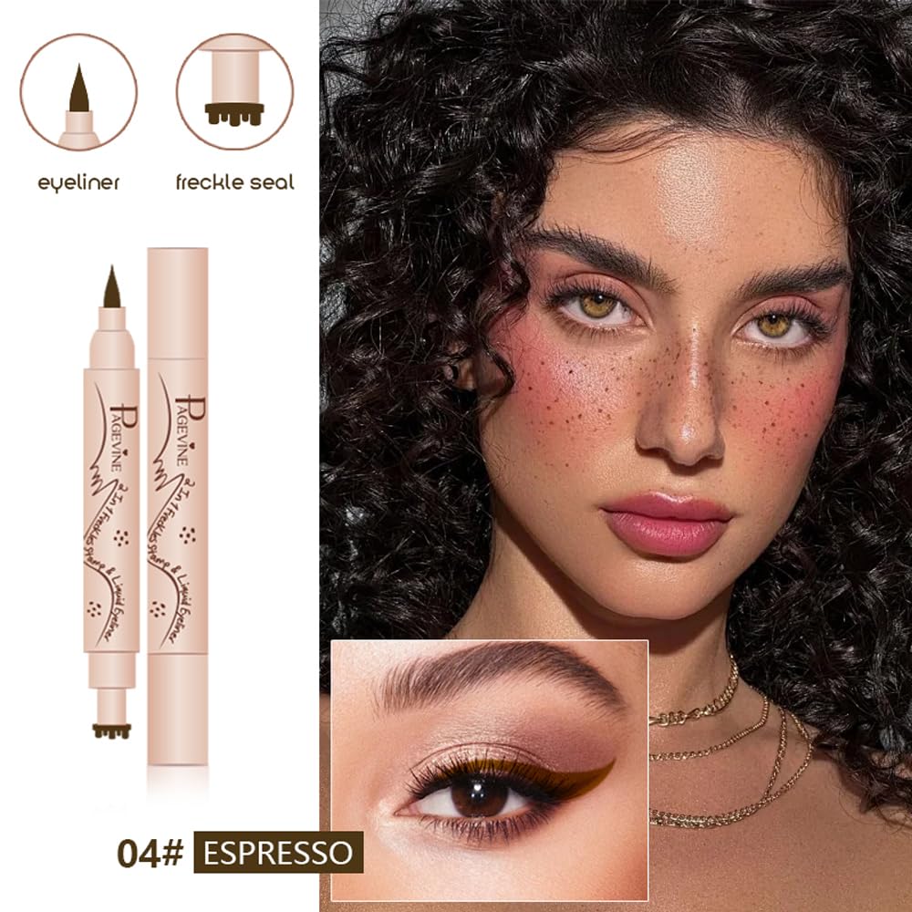 2-in-1 Freckle Pen & Eyeliner Stamp - Ultra Fine Sponge Tip, 6 Natural Spots for Realistic Sun-Kissed Faux Freckles - Image 2