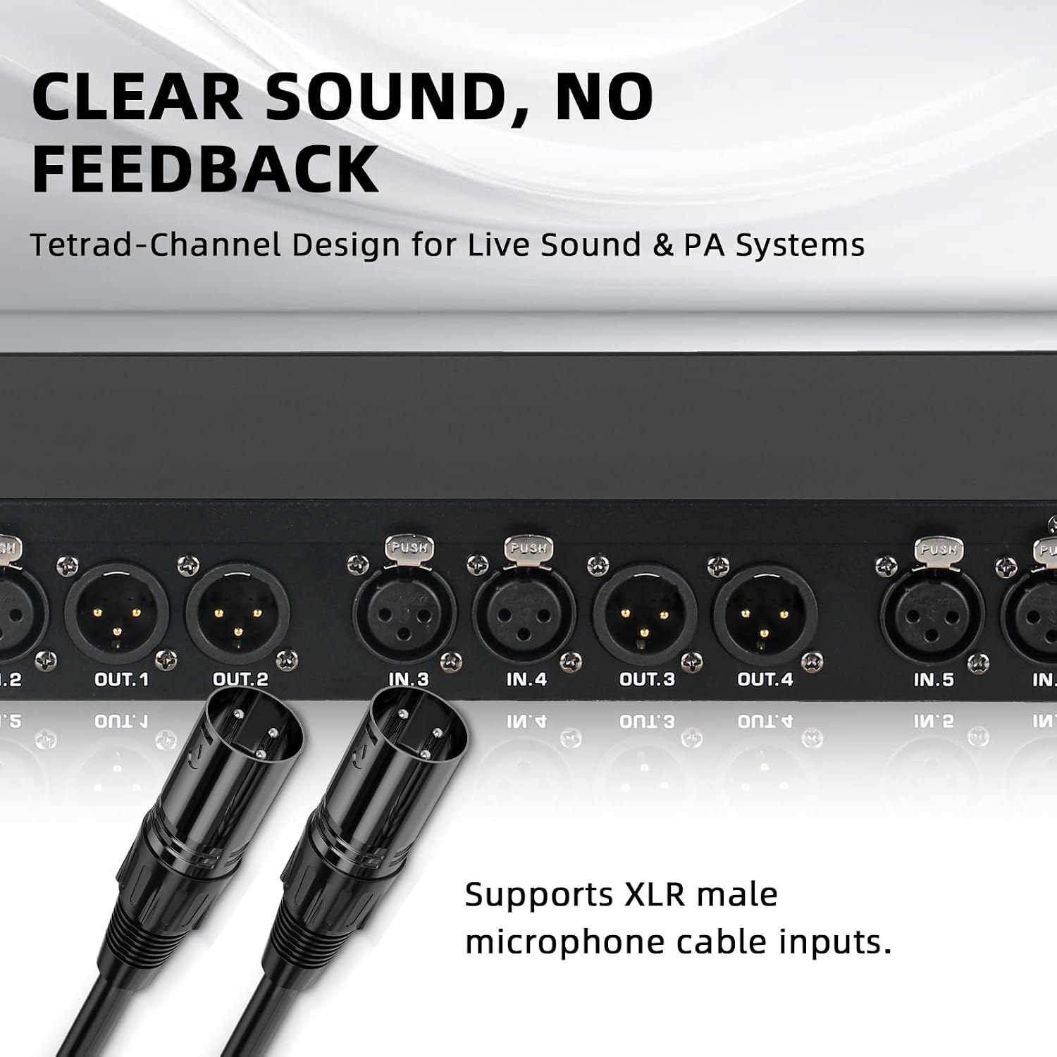Professional Feedback Suppressor & Feedback Eliminator, Microphone Anti-Howling Frequency Shifter Audio Processor, 6-In 6-Out for Stage Performance, Conference, PA System & Karaoke