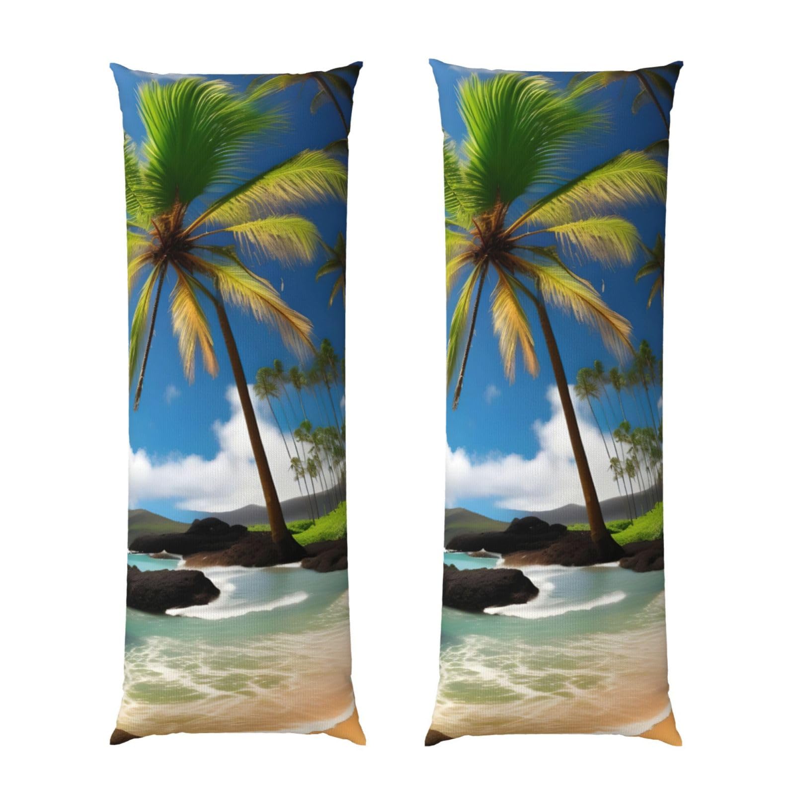 Taie d'oreiller longue palmier tropical hawaïen housse coussin douce
