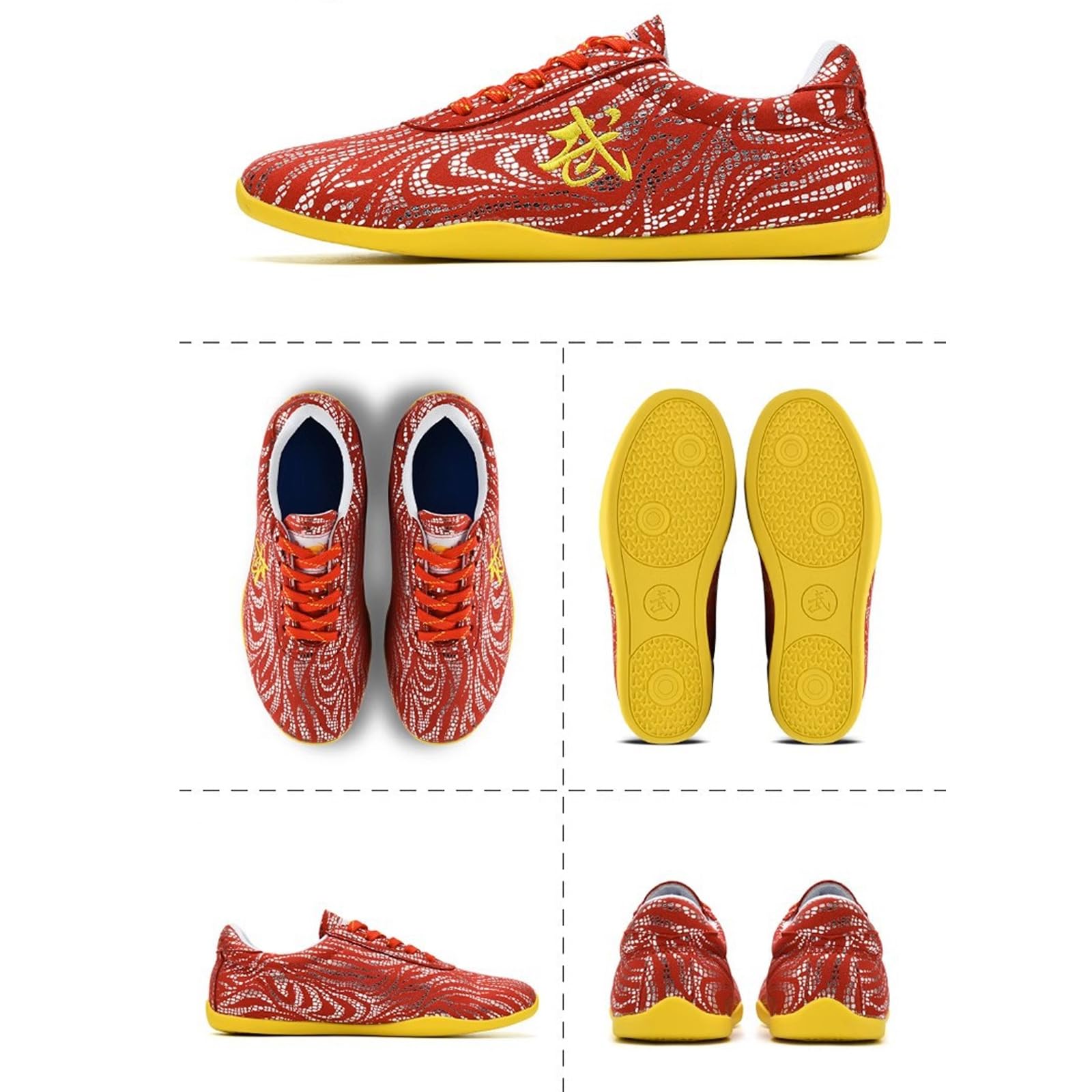 Tai Chi Kampfsportschuhe Weiß, rutschfest Chinesische Traditionell Trainer Kung Fu Schuhe für Herren Damen, Unisex Wing Chun Wushu Fitnessstudio Freizeitschuhe Sneaker (Size:38EU,Color:D)