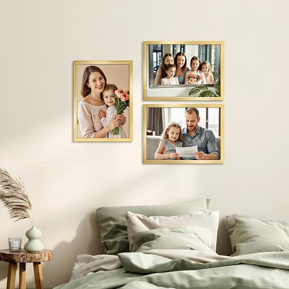 Giftgarden Gold A4 Picture Frame, Versatile A4 Photo Frames for Desk or Wall, Ideal for Certificates, Posters, and Artwork Display