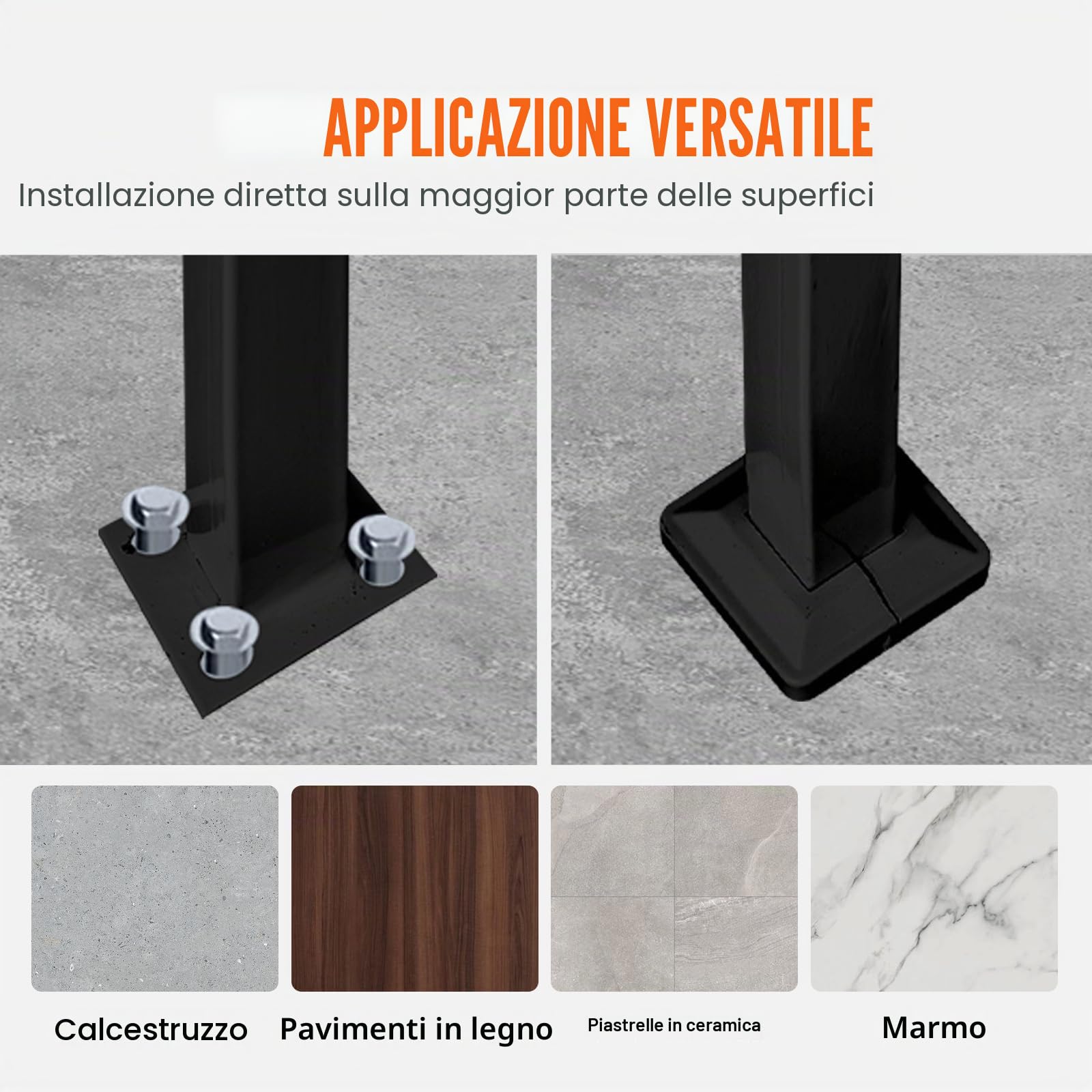 Happybuy Corrimano di Transizione Regolabile in Ferro Battuto 3FT Nero Opaco per 3 Gradini
