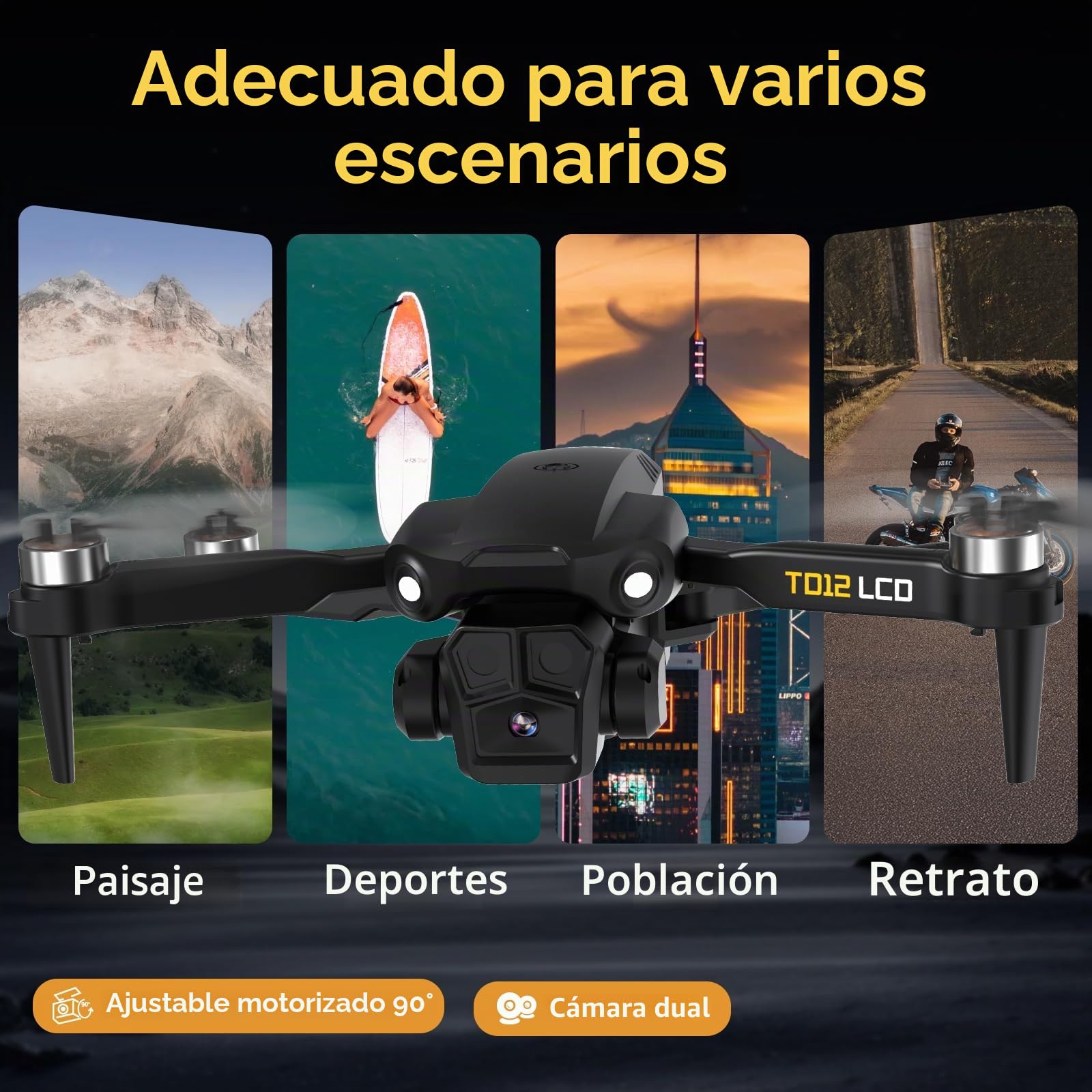 Toladrone TD12LCD Dron con Cámara para Adultos, Drones con Posicionamiento por Flujo Óptico, Motor sin Escobillas, Transmisión de Pantalla LCD, Plegable Drone para Principiantes, Menos de 249g