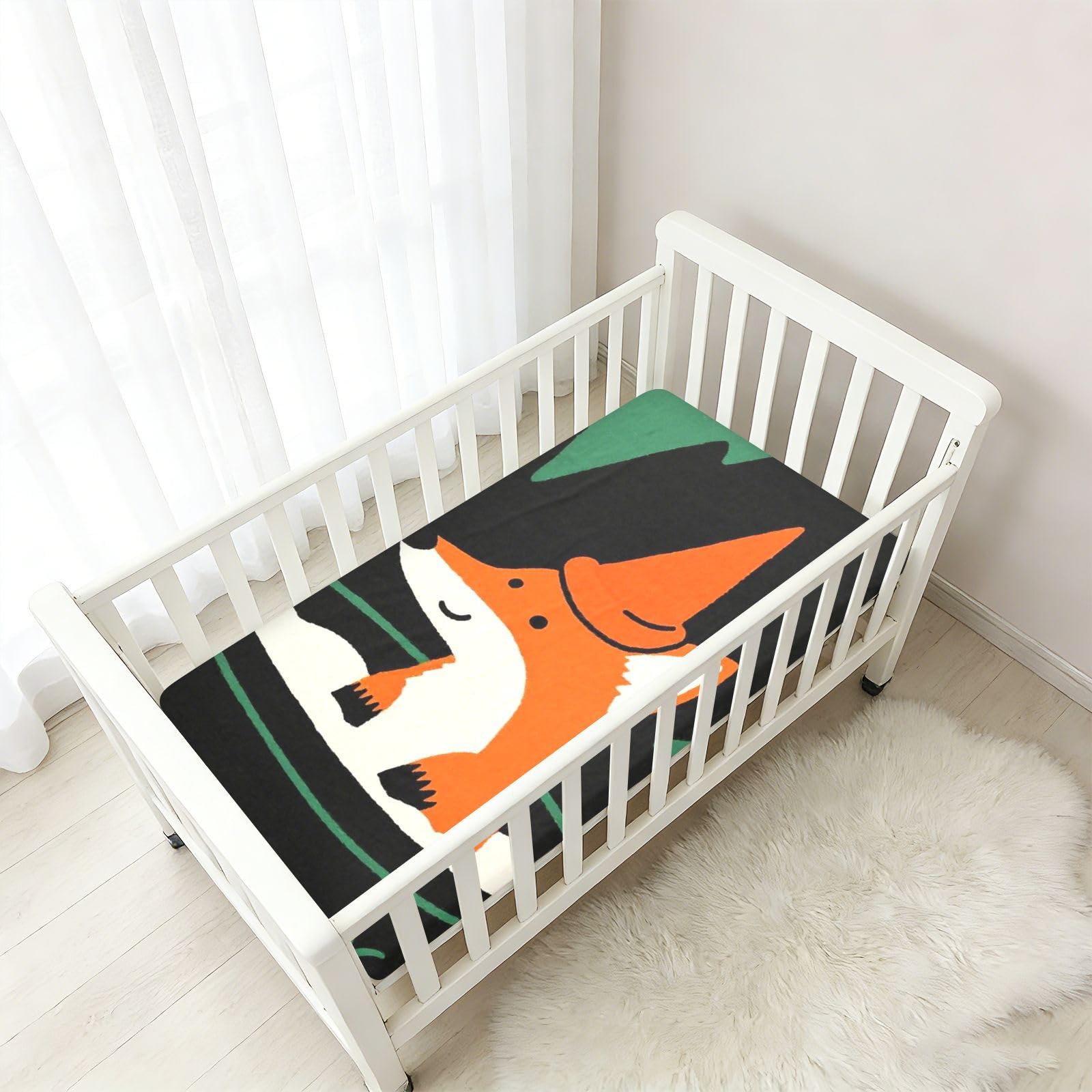 Green Fox - Lenzuola per culla in cotone, ultra morbide, confezione da 1