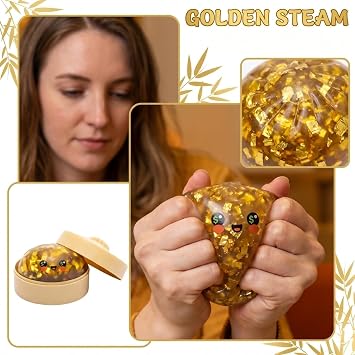 Squishy Dumpling Glitter Cute Dumpling Glitter Squishy with Steamer