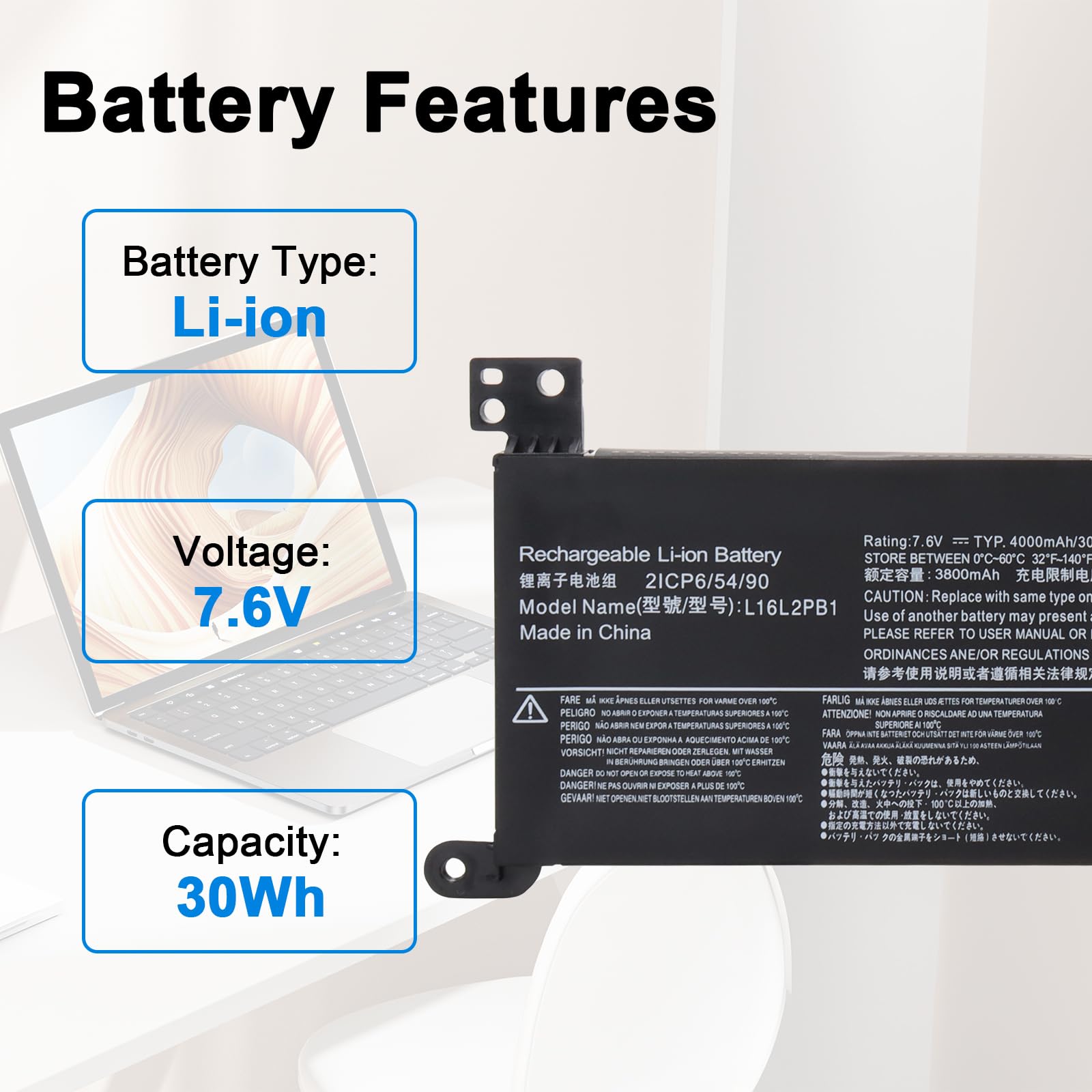 L16C2PB2 L17L2PF1 Batteria compatibile con Lenovo IdeaPad 320 330 S145 320-15abr 320-15ikb 320-17ikb 330-15ikb 330-15ast 330-17ikb S145-15iwl S145-14iwl Serie L17M2PB7 L16L2PB2 L16M2PB2