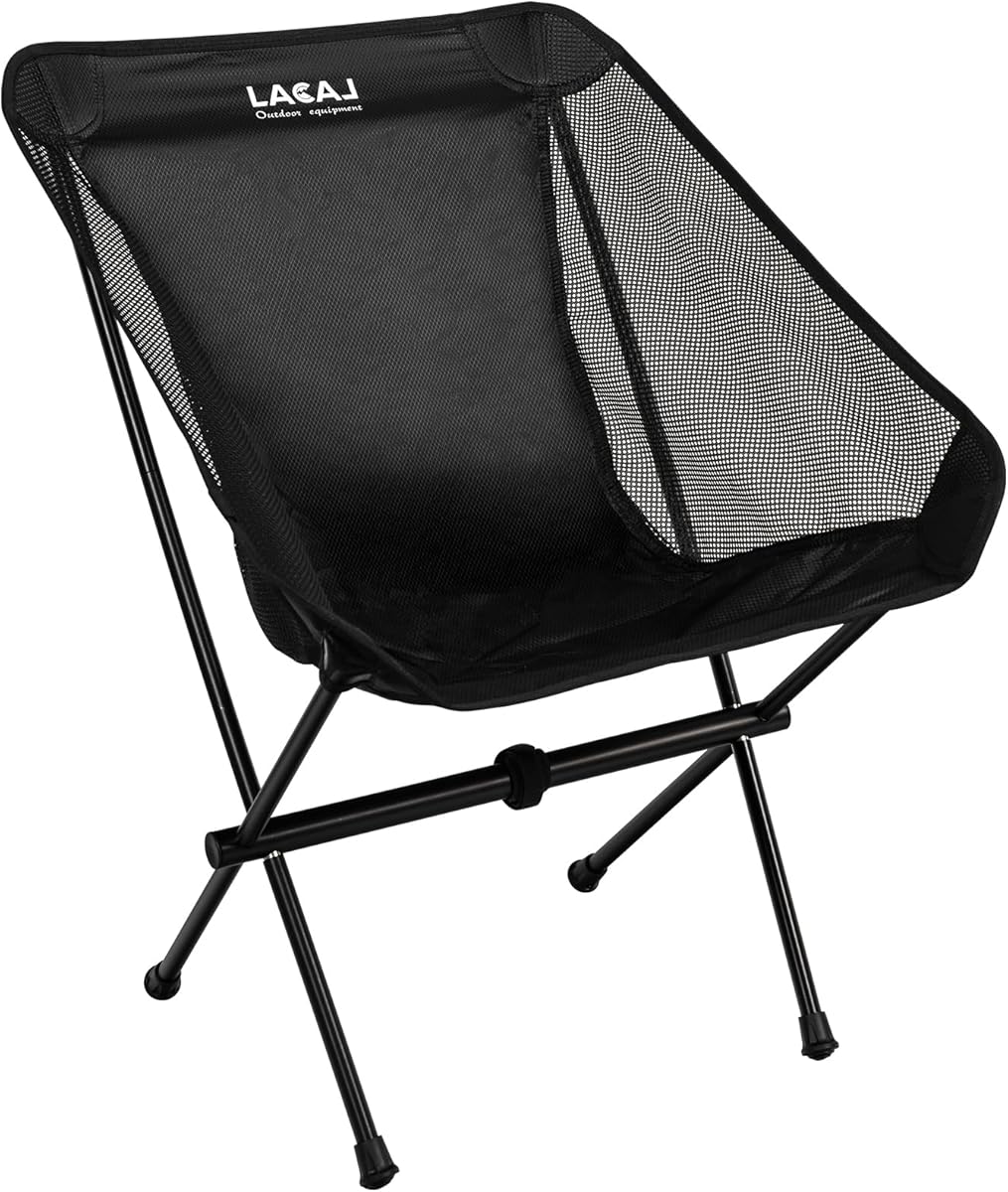 Ultra-Light Folding Camping Chair, All-Aluminum Frame, Surper Breathable Fabric, Easy to Carry, Compact Storage Size (1, Black)