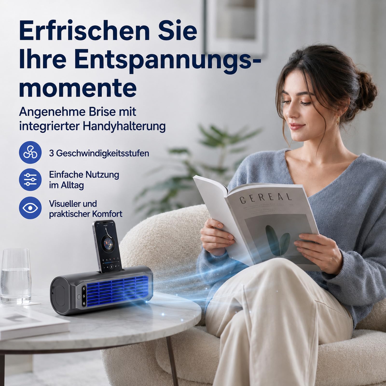 Coldeez Kühlkönig Cooling Ace Chill Pro Drei Leistungsstufen Wandaufhängung Ohne Bohren Tragbare Grau